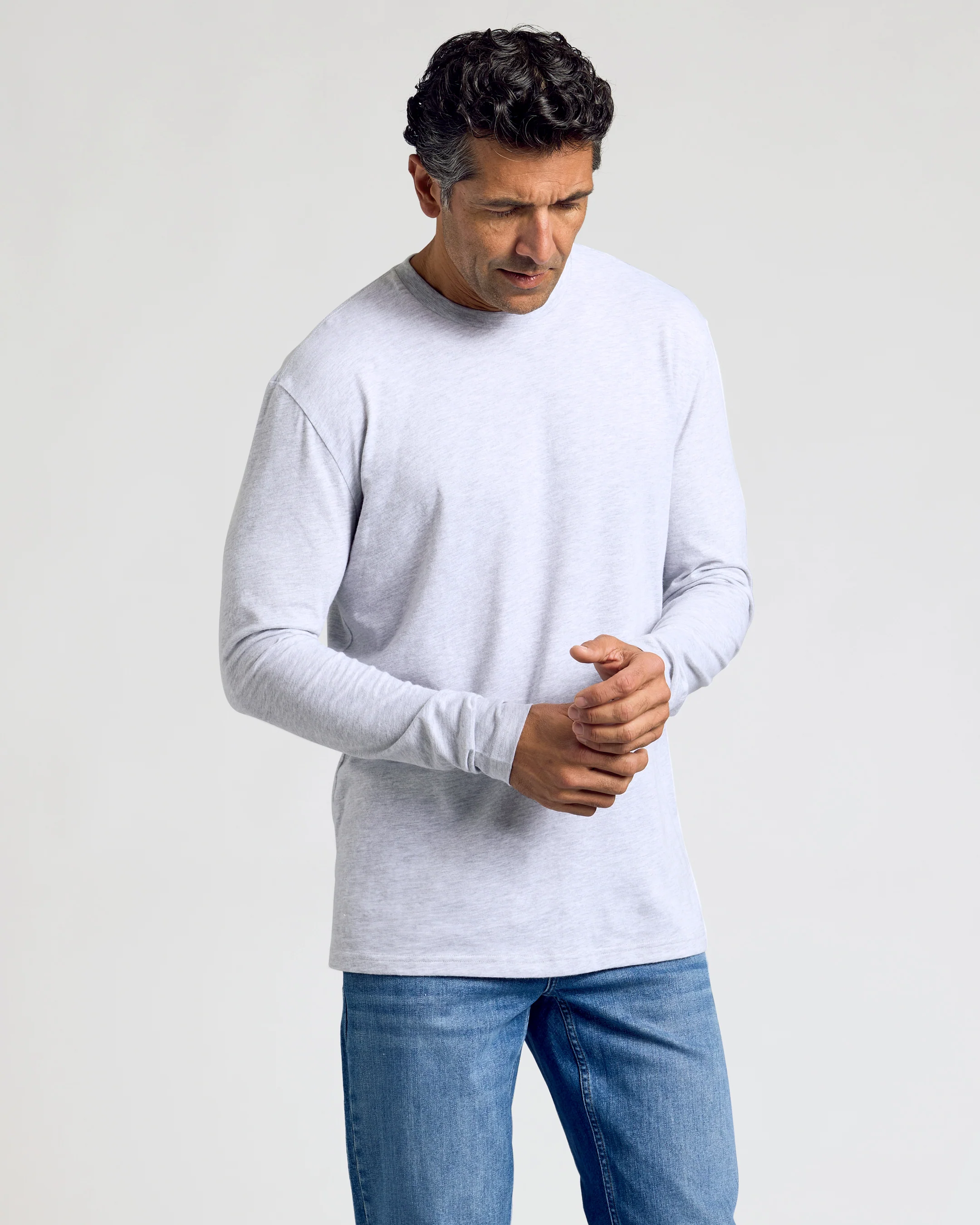 Light Heather Gray Classic Long Sleeve Crew Neck - Image 4