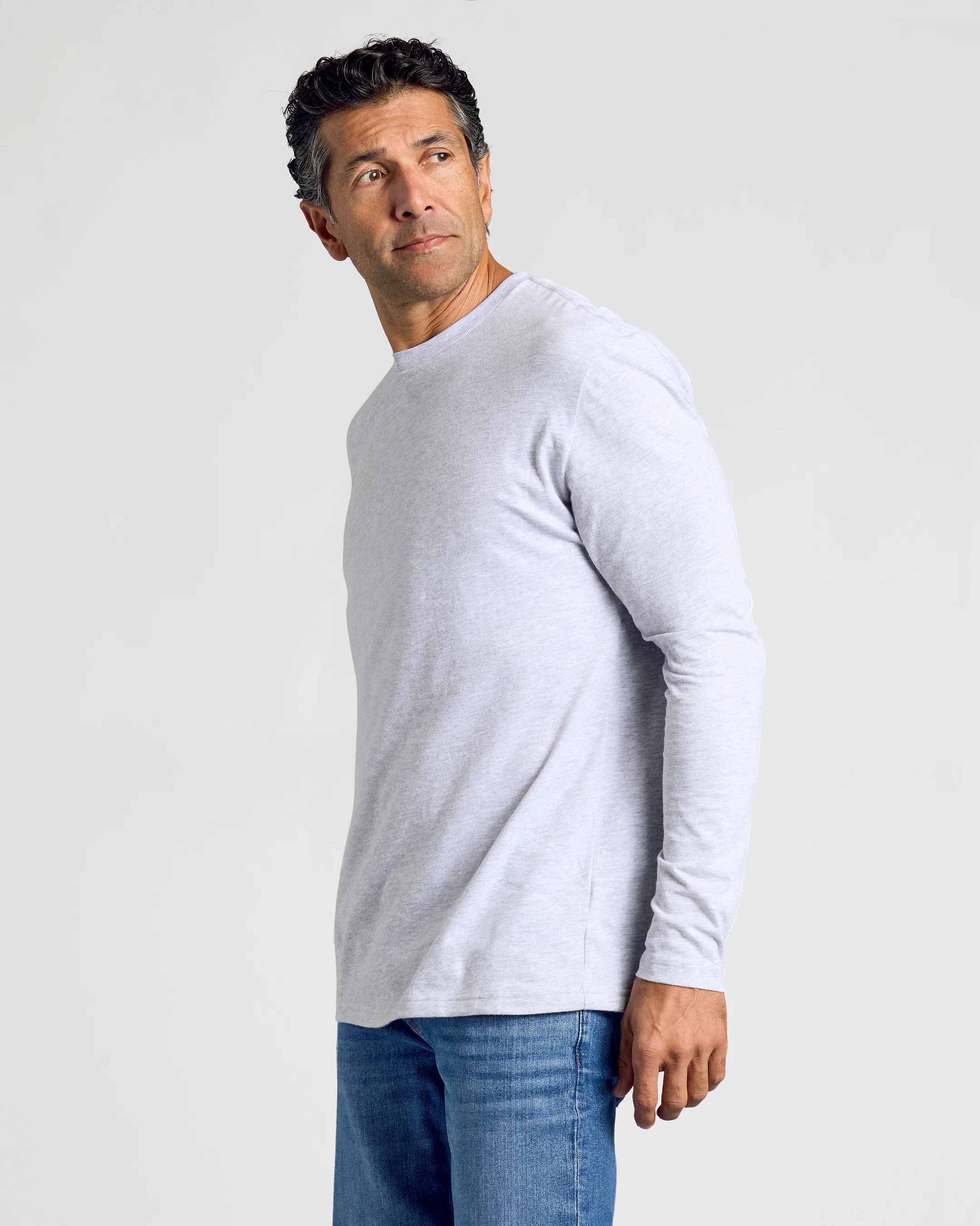 Light Heather Gray Classic Long Sleeve Crew Neck - Image 5