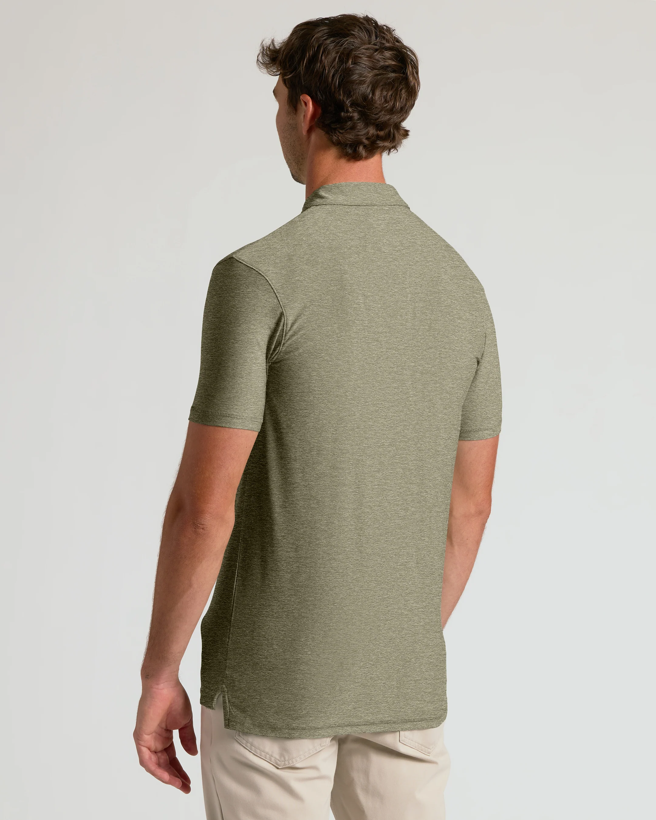 Heather Military Green Short Sleeve Tall Active Polo - Image 3