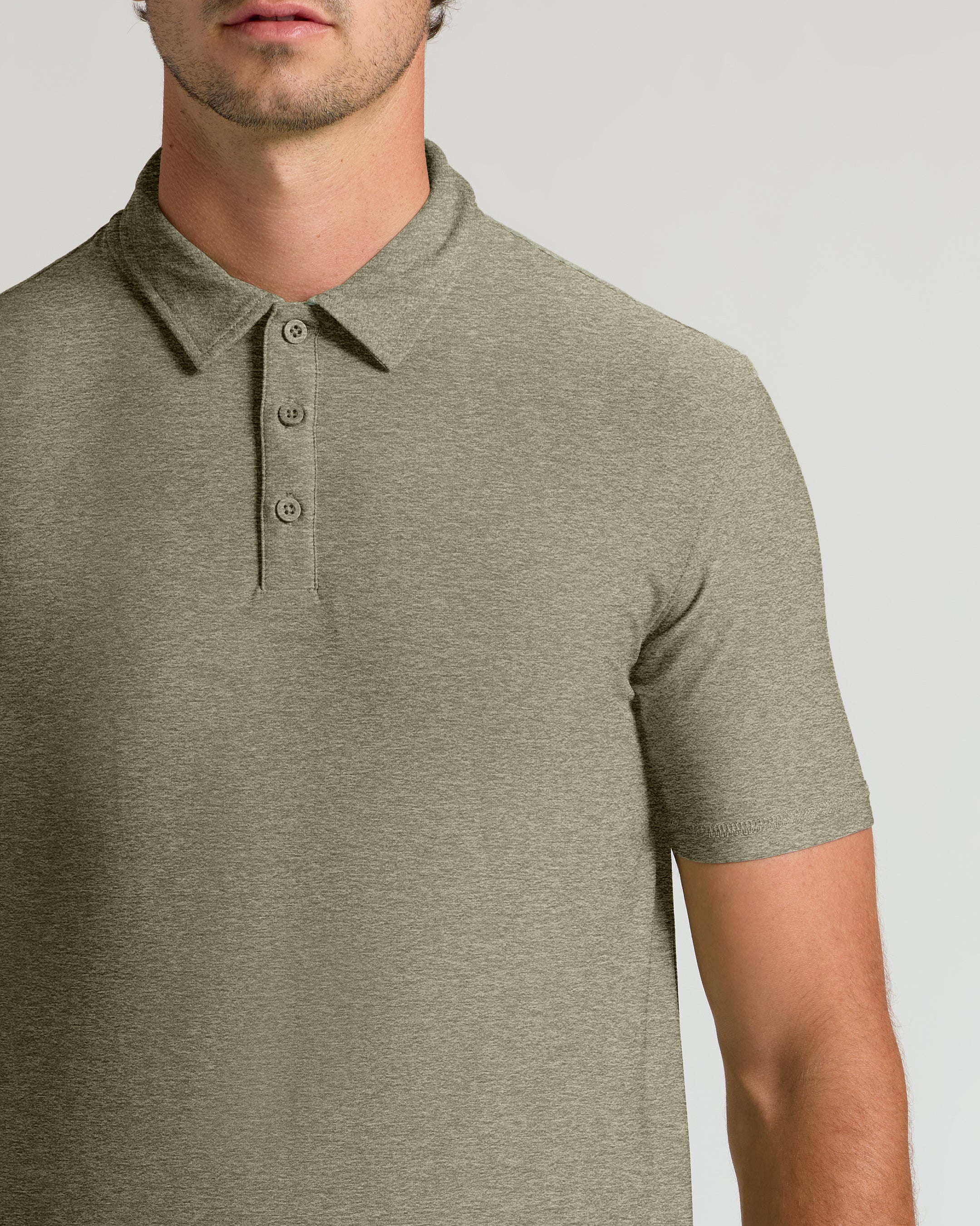 Heather Military Green Short Sleeve Tall Active Polo - Image 4