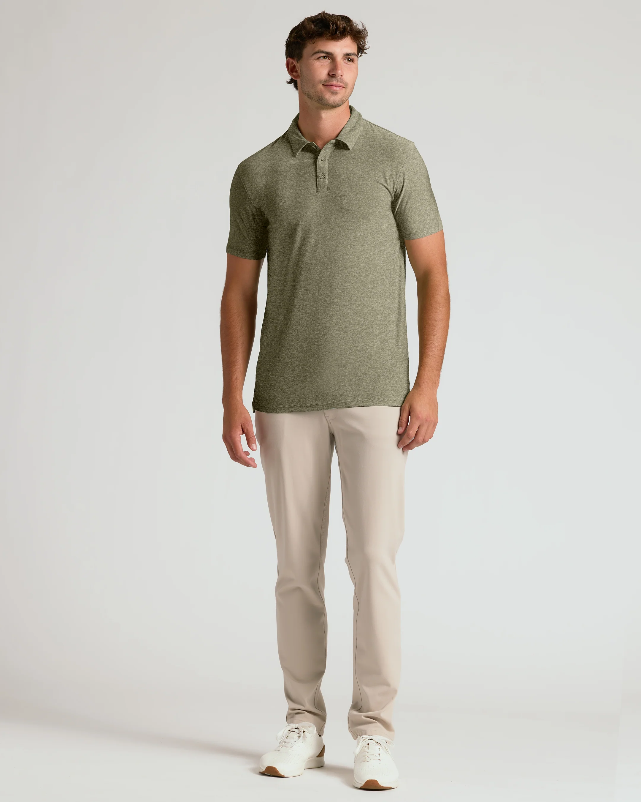 Heather Military Green Short Sleeve Tall Active Polo - Image 5