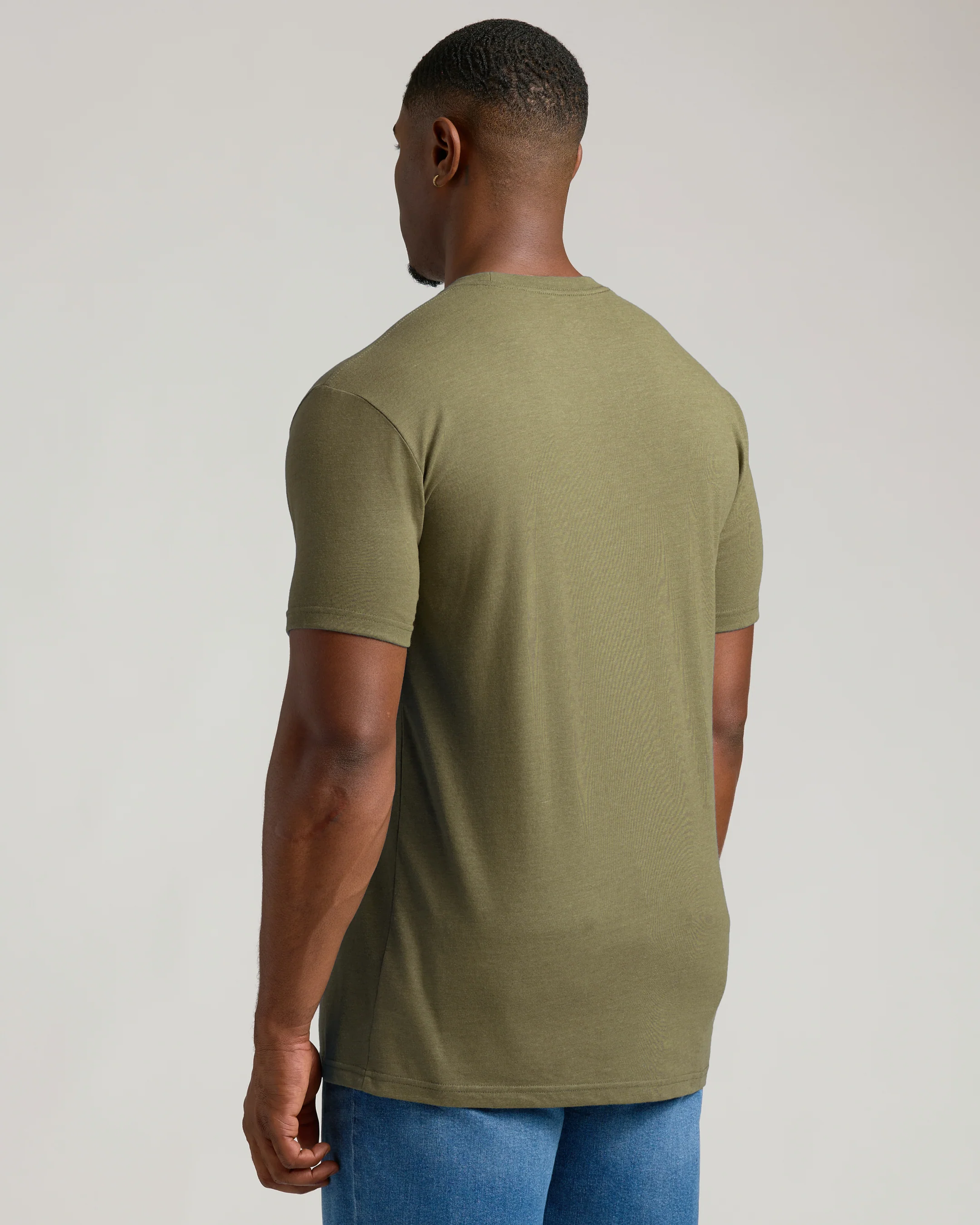 Heather Military Green Tall Straight Hem Crew Neck T-Shirt - Image 3