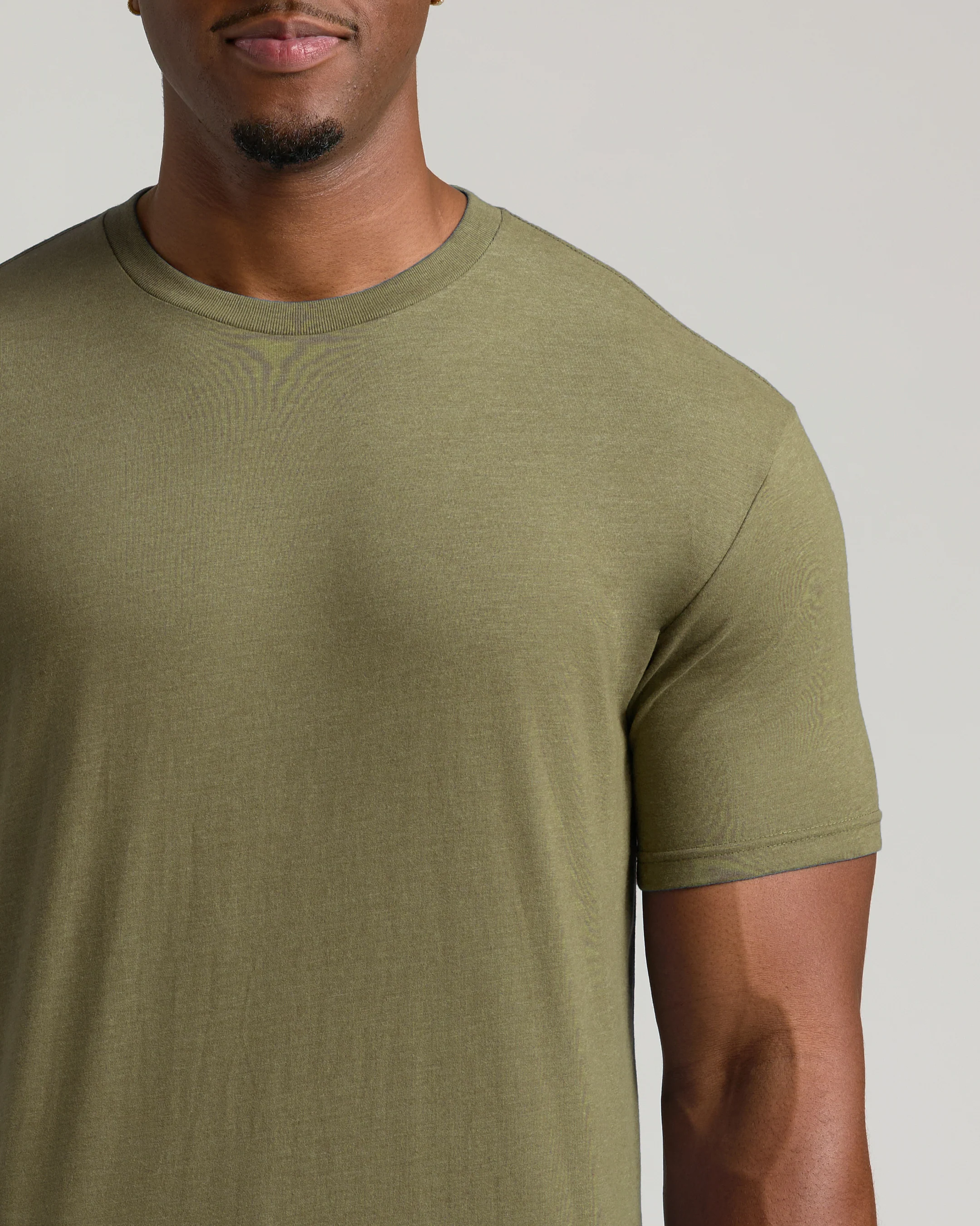 Heather Military Green Tall Straight Hem Crew Neck T-Shirt - Image 4