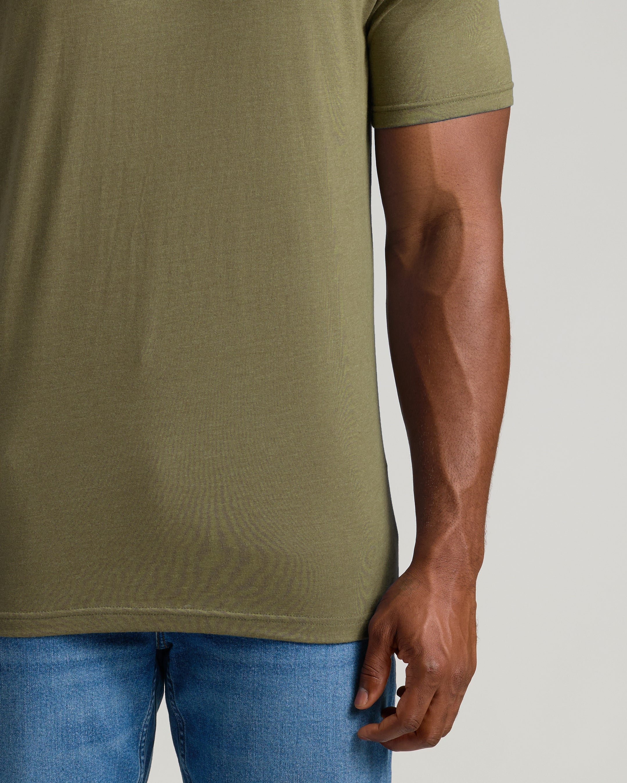 Heather Military Green Tall Straight Hem Crew Neck T-Shirt - Image 5