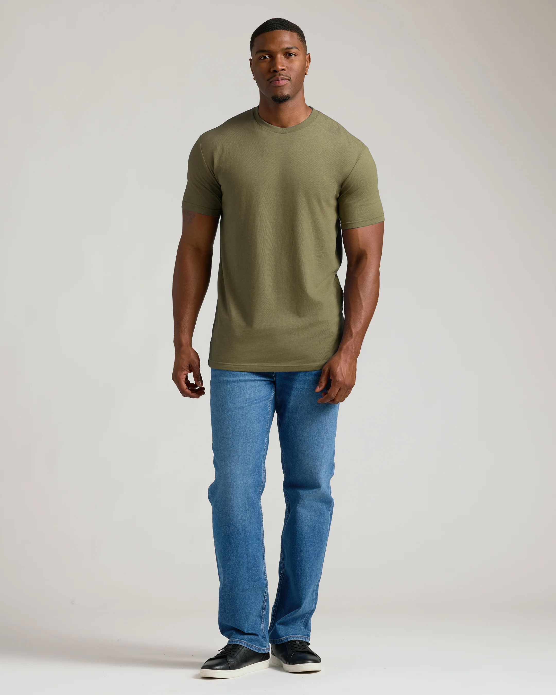 Heather Military Green Tall Straight Hem Crew Neck T-Shirt - Image 8