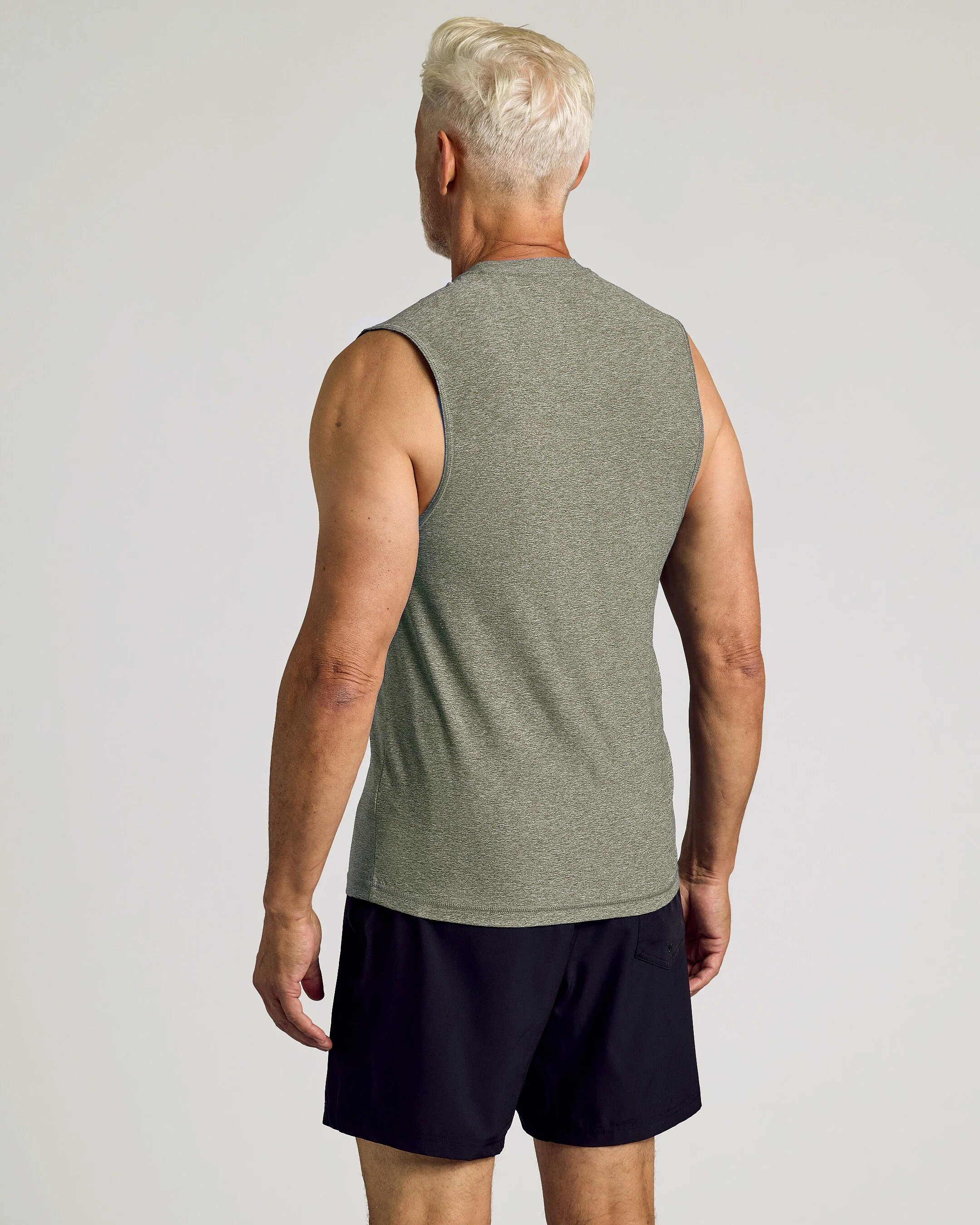 Heather Military Green Sleeveless Active Muscle Tee - Image 3
