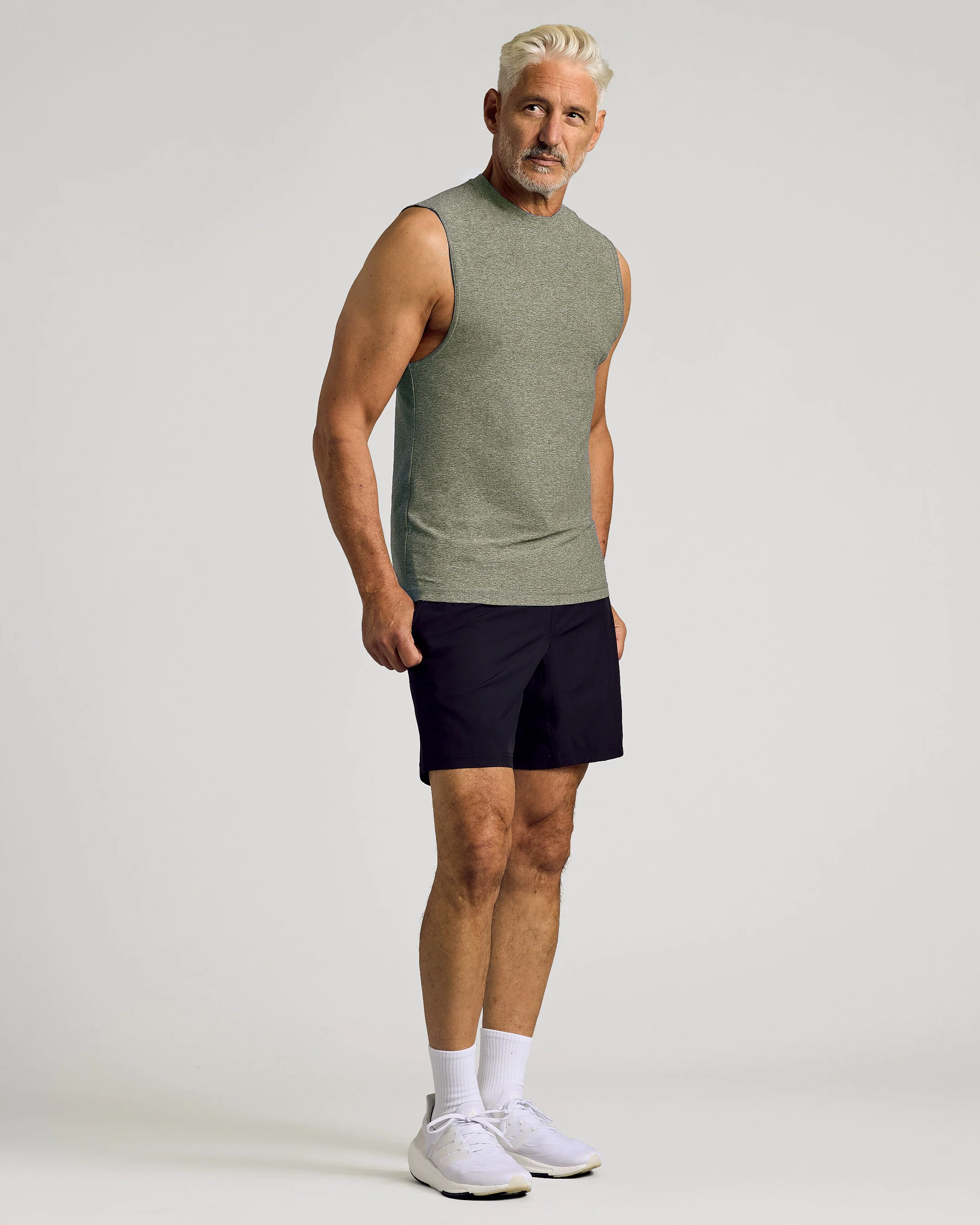 Heather Military Green Sleeveless Active Muscle Tee - Image 4