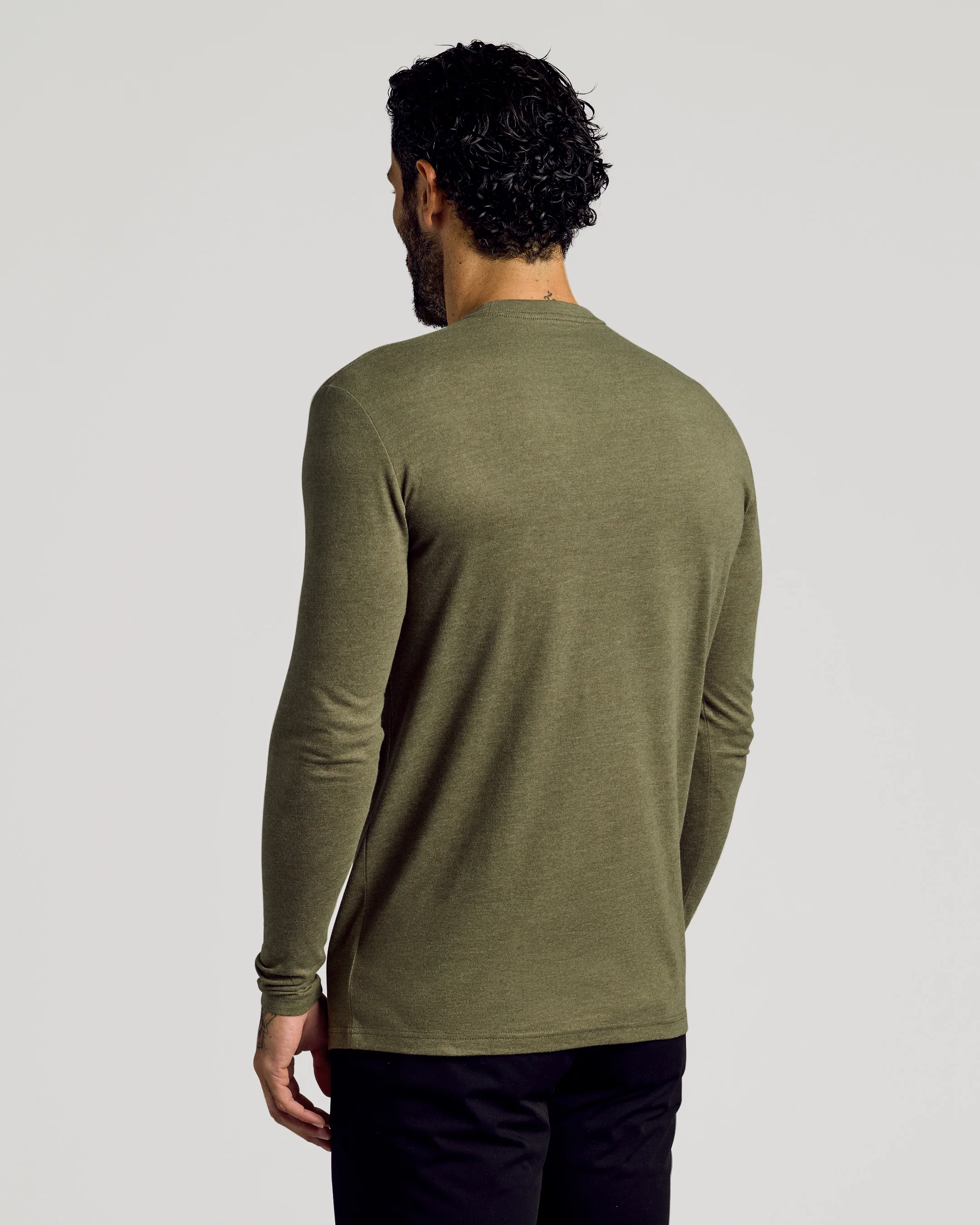 Heather Military Green Tall Long Sleeve T-Shirt - Image 3