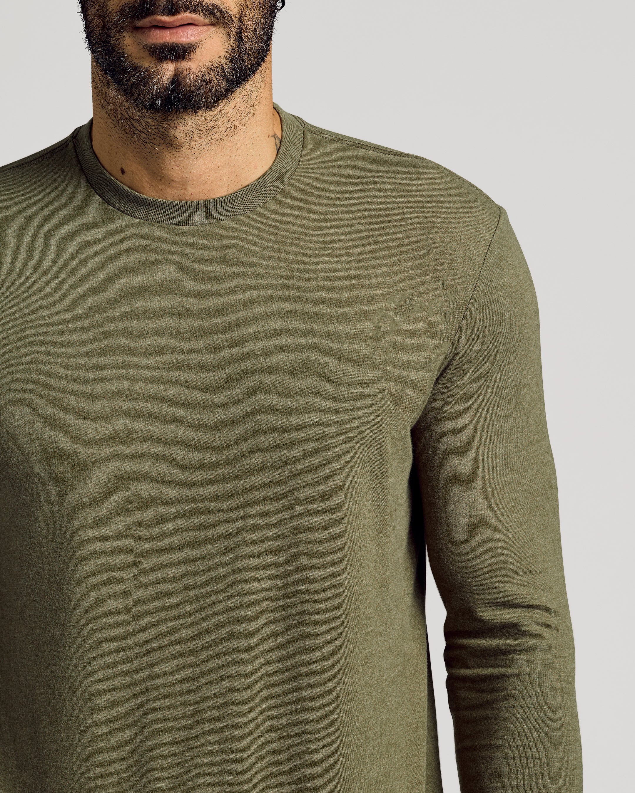 Heather Military Green Tall Long Sleeve T-Shirt - Image 4