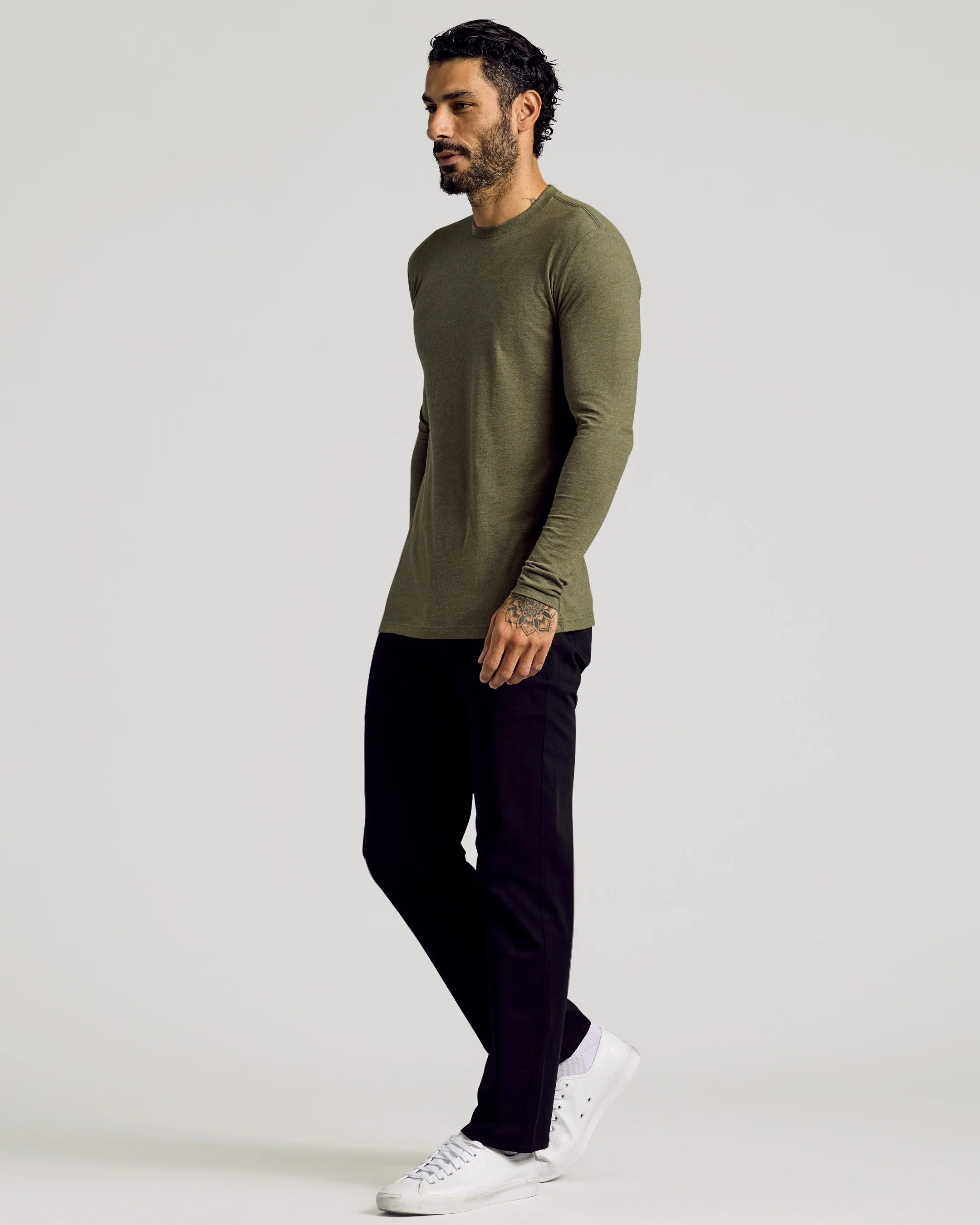 Heather Military Green Tall Long Sleeve T-Shirt - Image 5