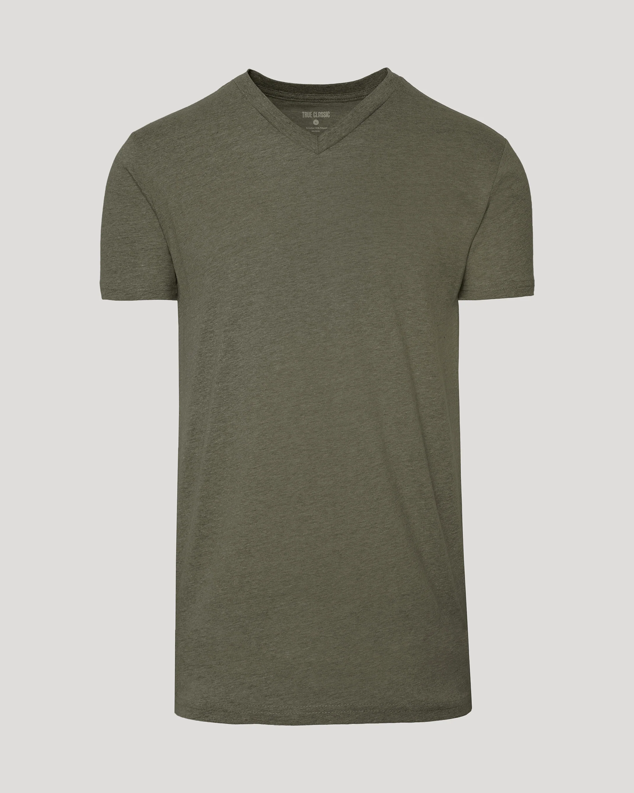 Heather Military Green Tall Short Sleeve Classic V-Neck - Image 2