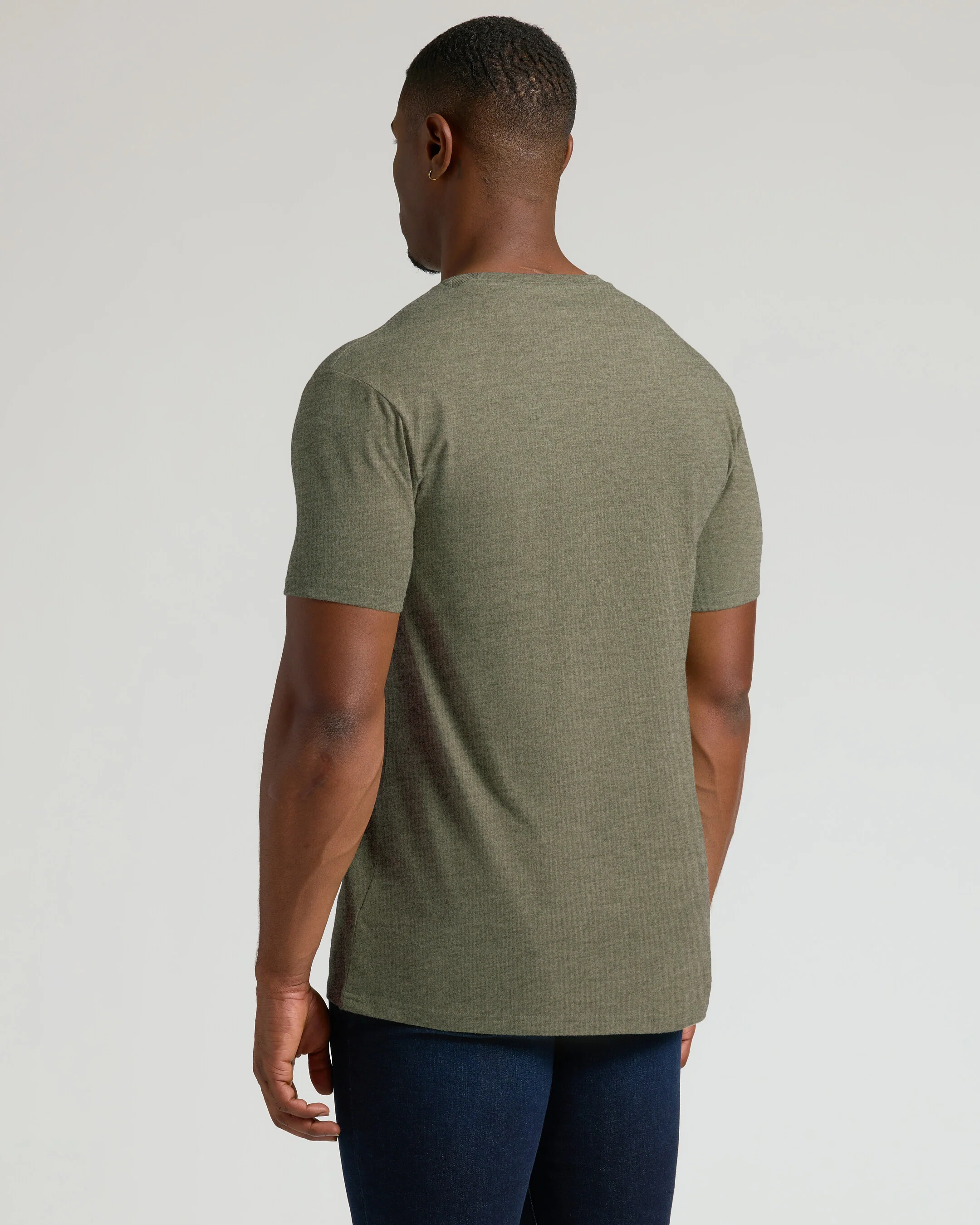 Heather Military Green Tall Short Sleeve Classic V-Neck - Image 3