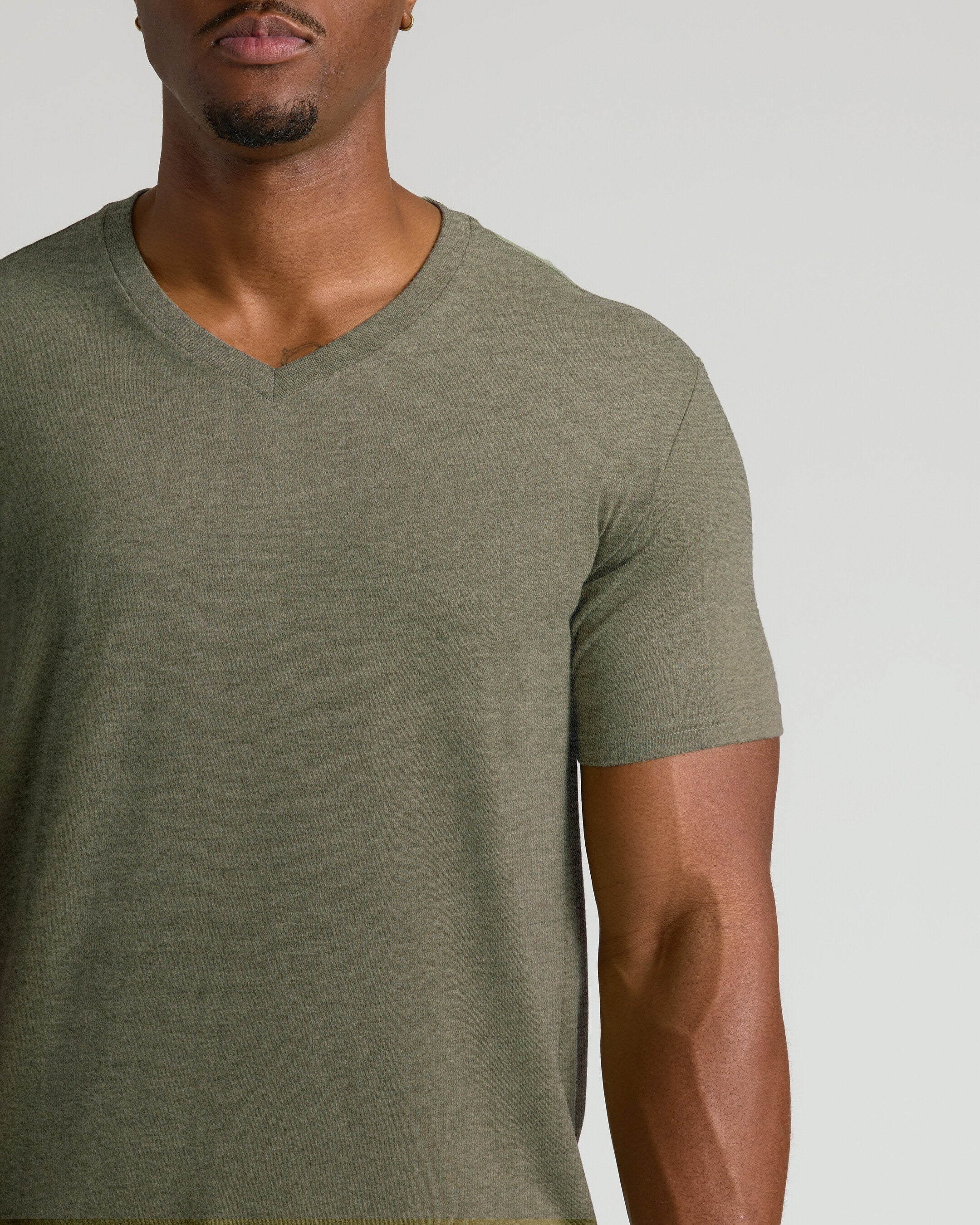 Heather Military Green Tall Short Sleeve Classic V-Neck - Image 4