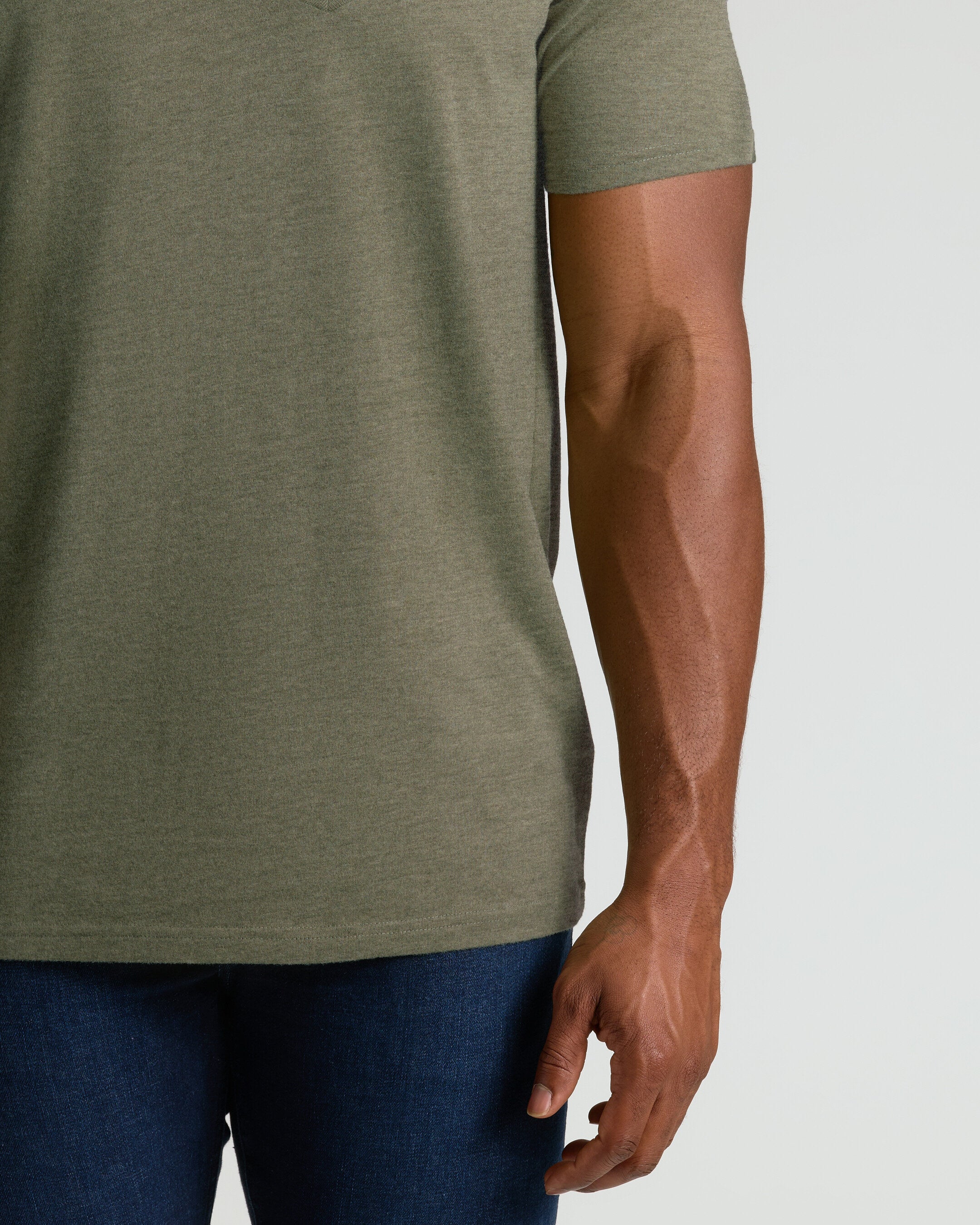 Heather Military Green Tall Short Sleeve Classic V-Neck - Image 5