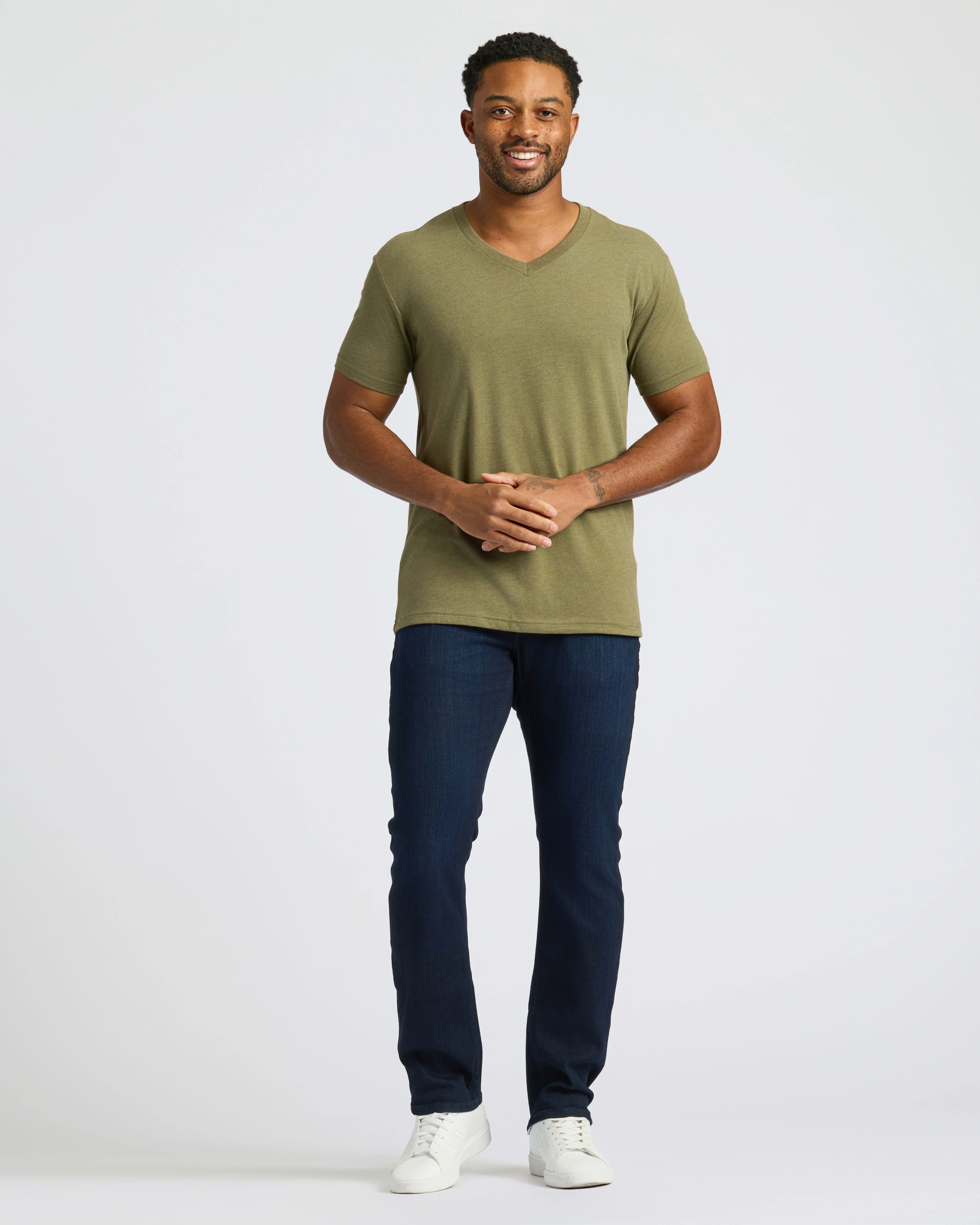 Heather Military Green Classic V-Neck - Image 3