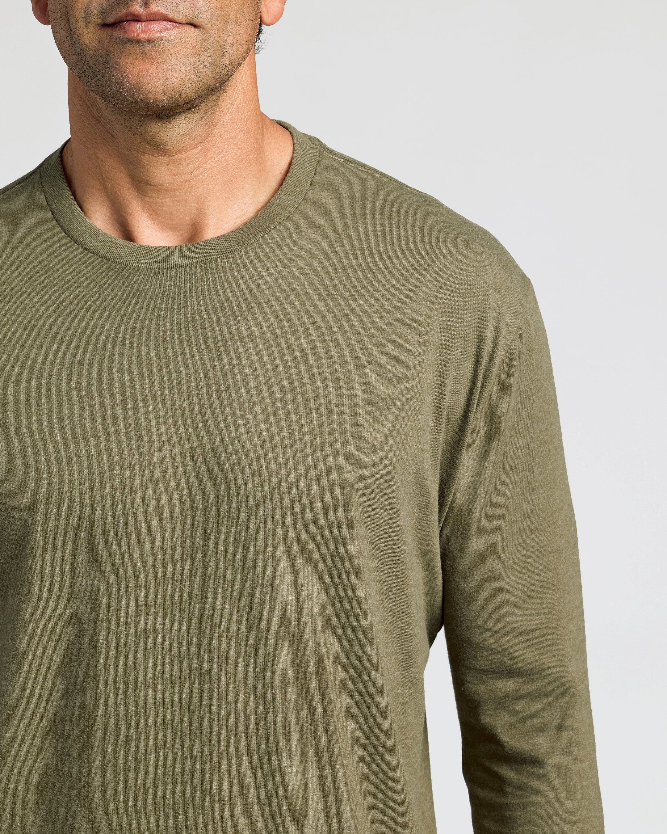 Heather Military Green Classic Long Sleeve Crew Neck - Image 5