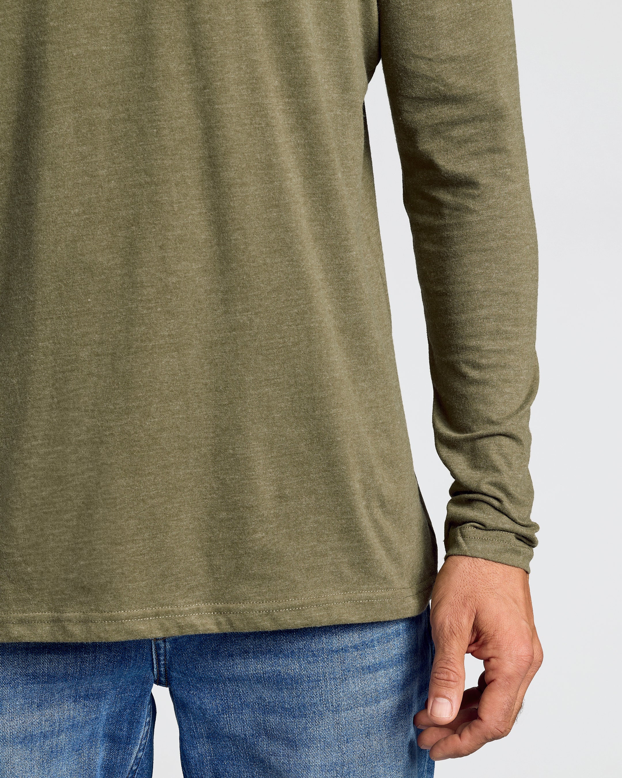 Heather Military Green Classic Long Sleeve Crew Neck - Image 6