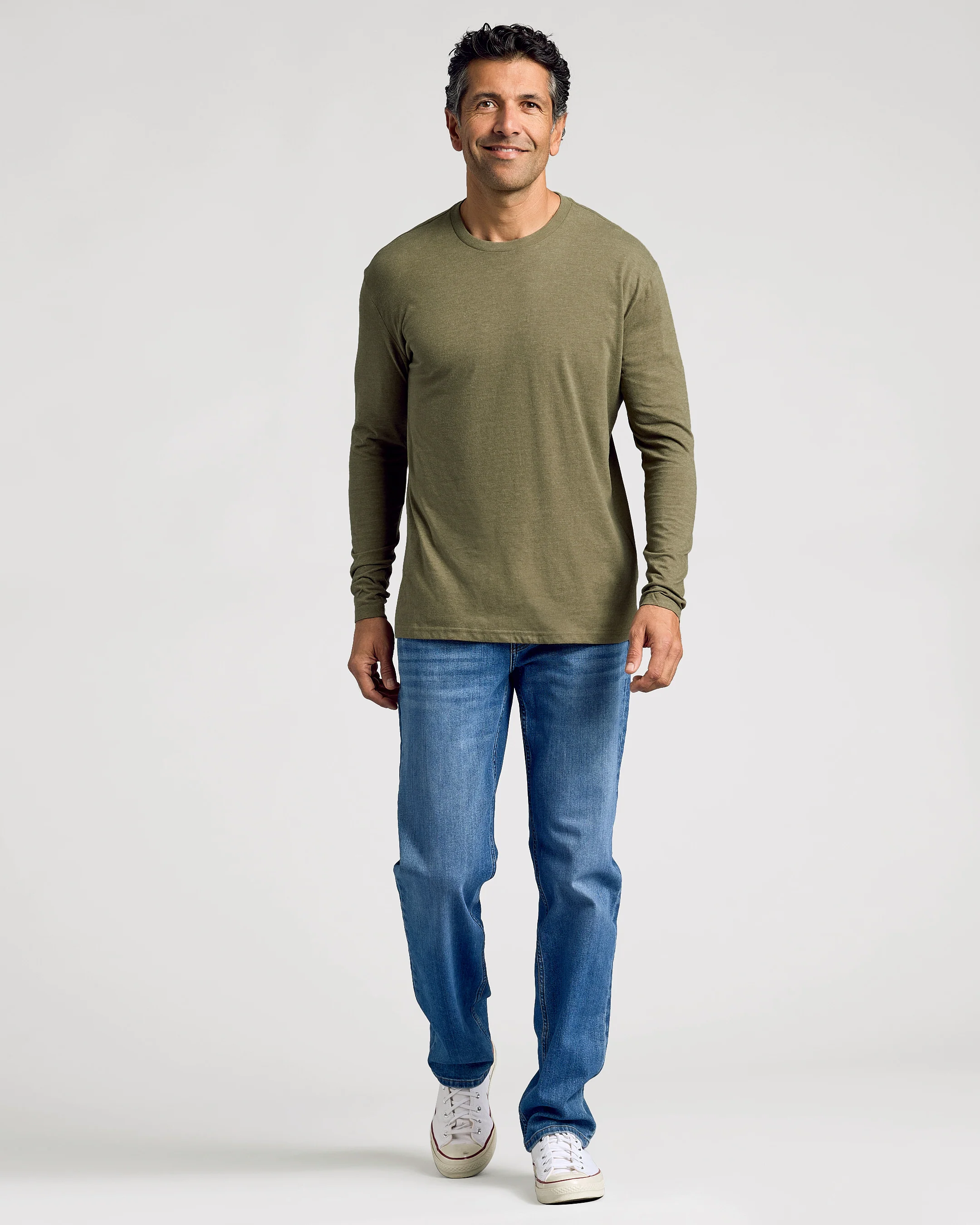 Heather Military Green Classic Long Sleeve Crew Neck - Image 7