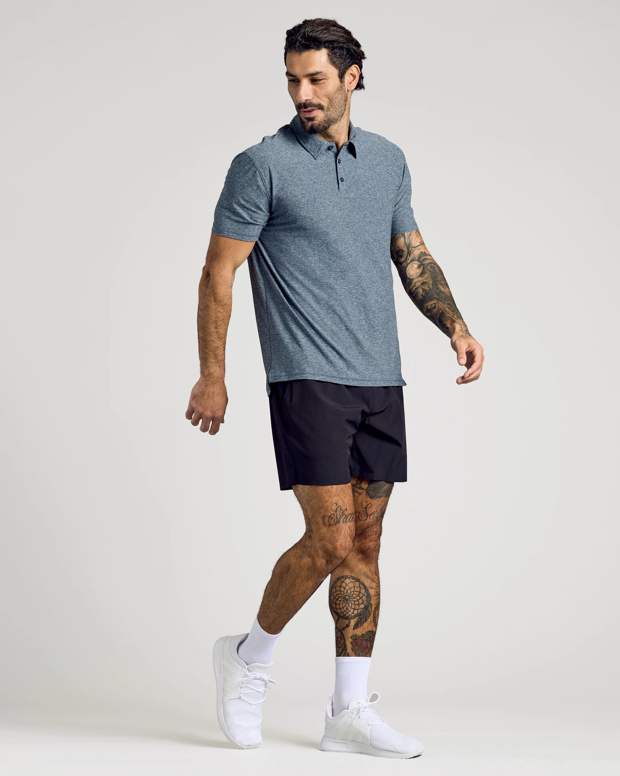 Heather Navy Active Short Sleeve Polo - Image 6