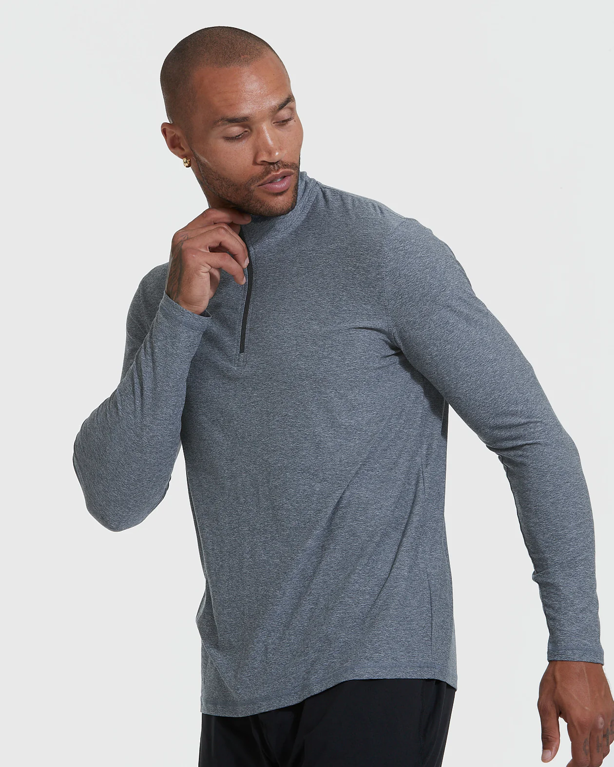Heather Navy Active Quarter Zip Shirt - Image 3