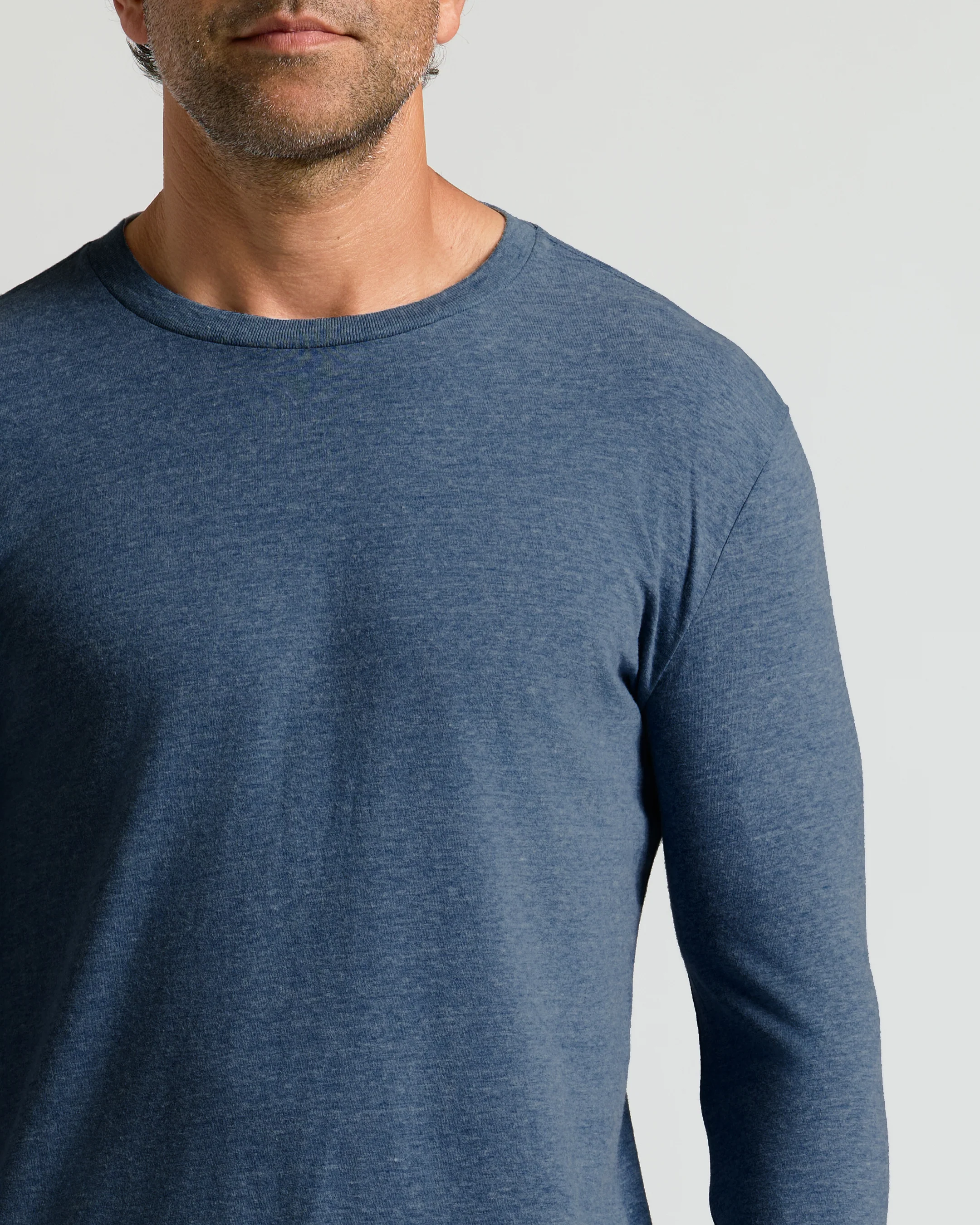 Heather Navy Classic Long Sleeve Crew Neck - Image 4