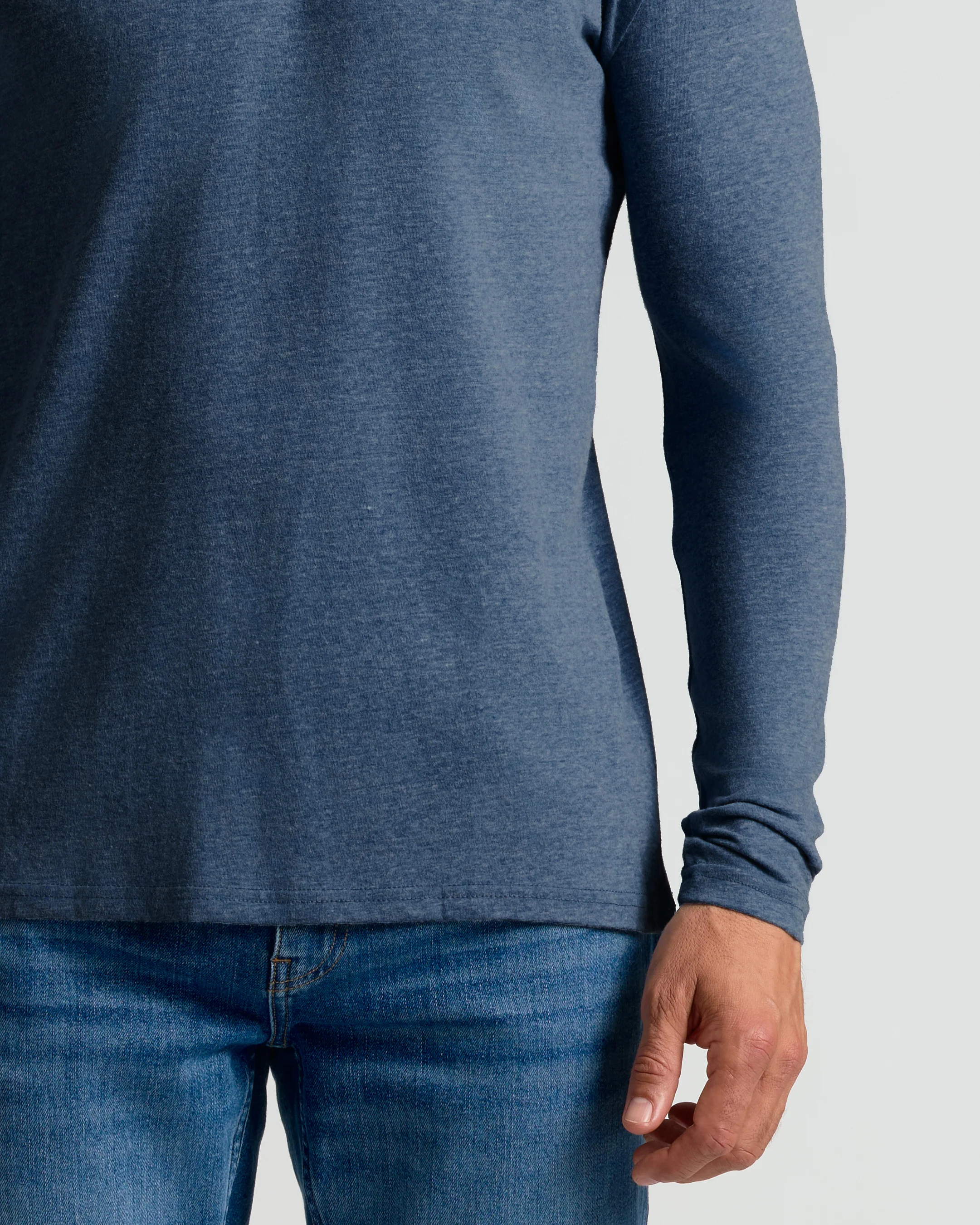 Heather Navy Classic Long Sleeve Crew Neck - Image 6