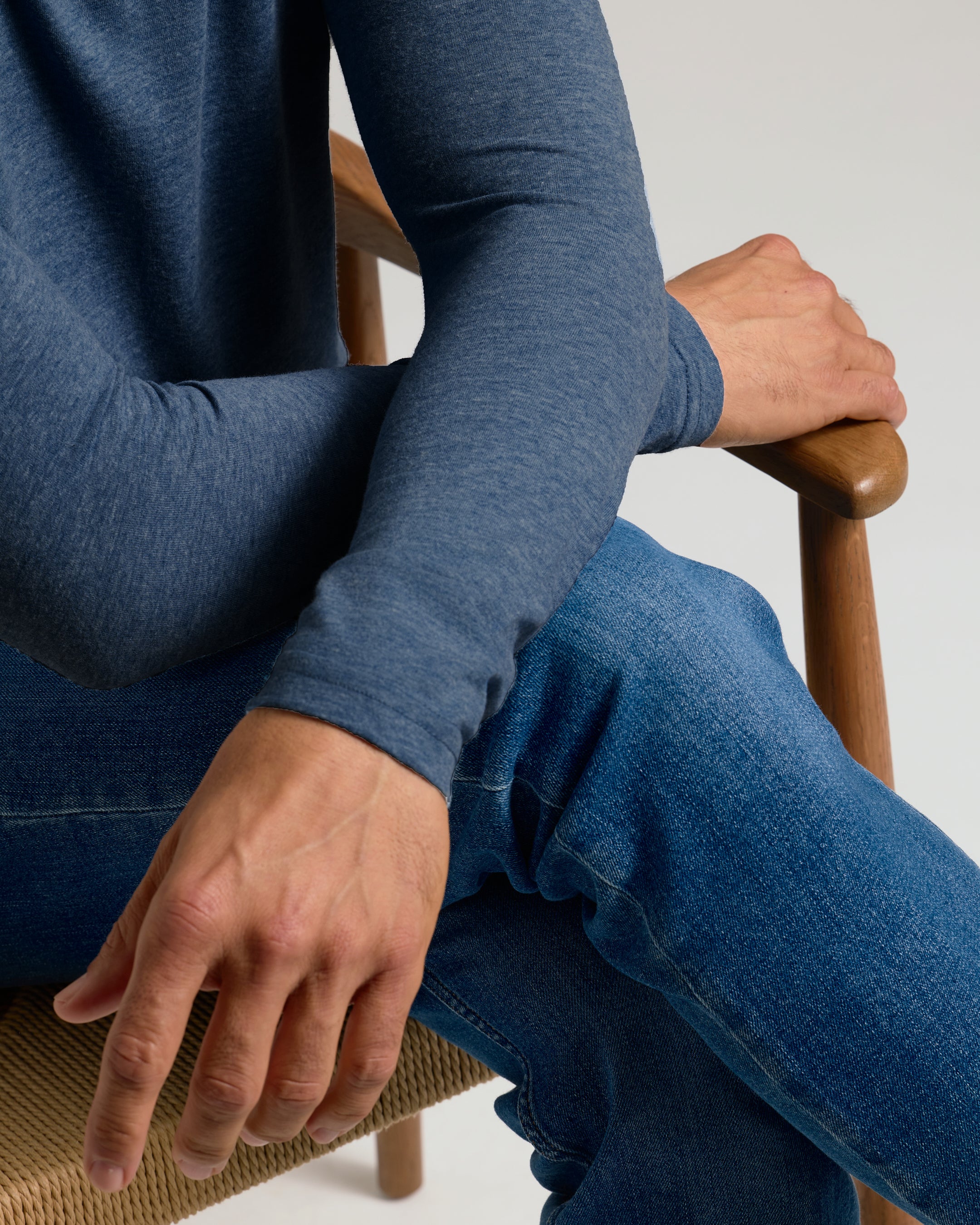 Heather Navy Classic Long Sleeve Crew Neck - Image 7