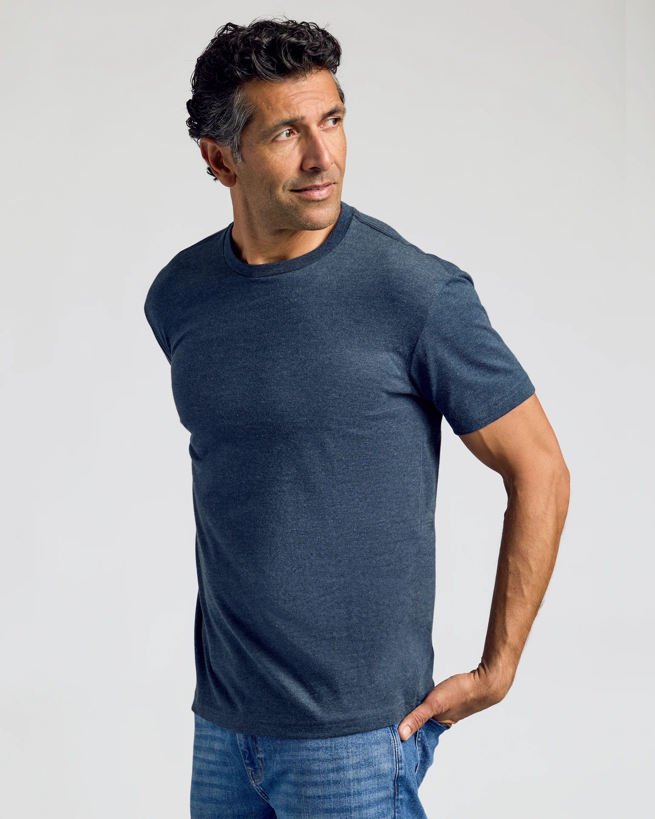 Heather Navy Classic Crew Neck - Image 4