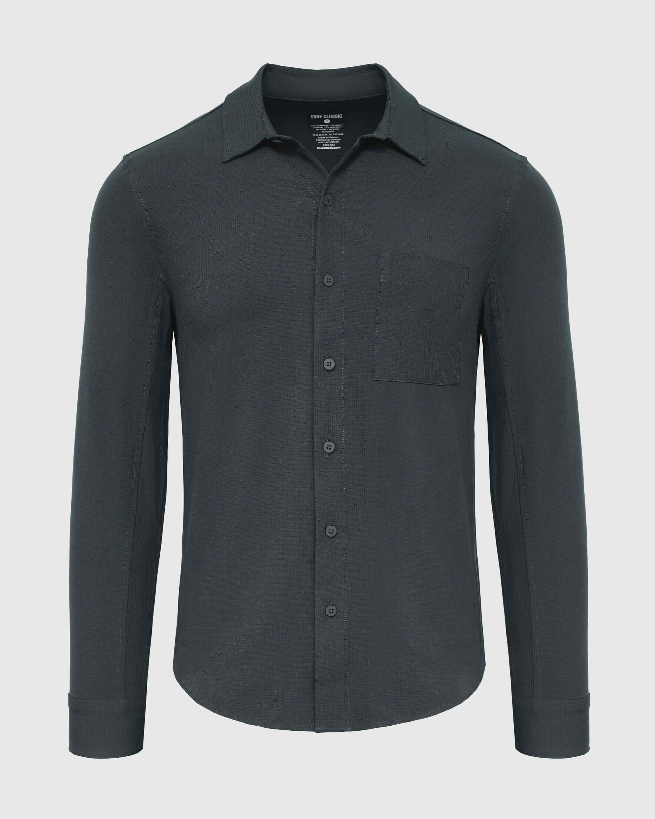 Heather Navy Long Sleeve Ripstop Commuter Shirt - Image 2