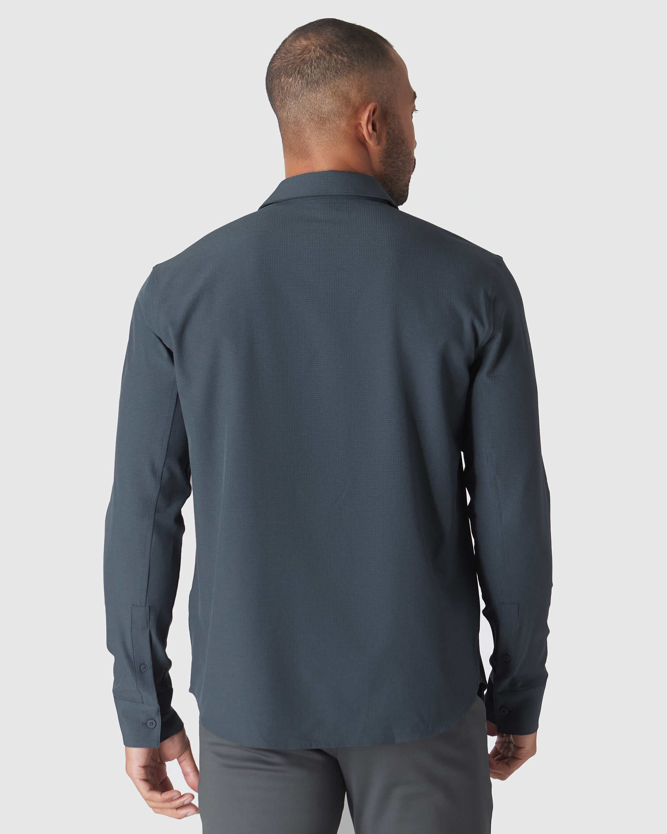 Heather Navy Long Sleeve Ripstop Commuter Shirt - Image 3