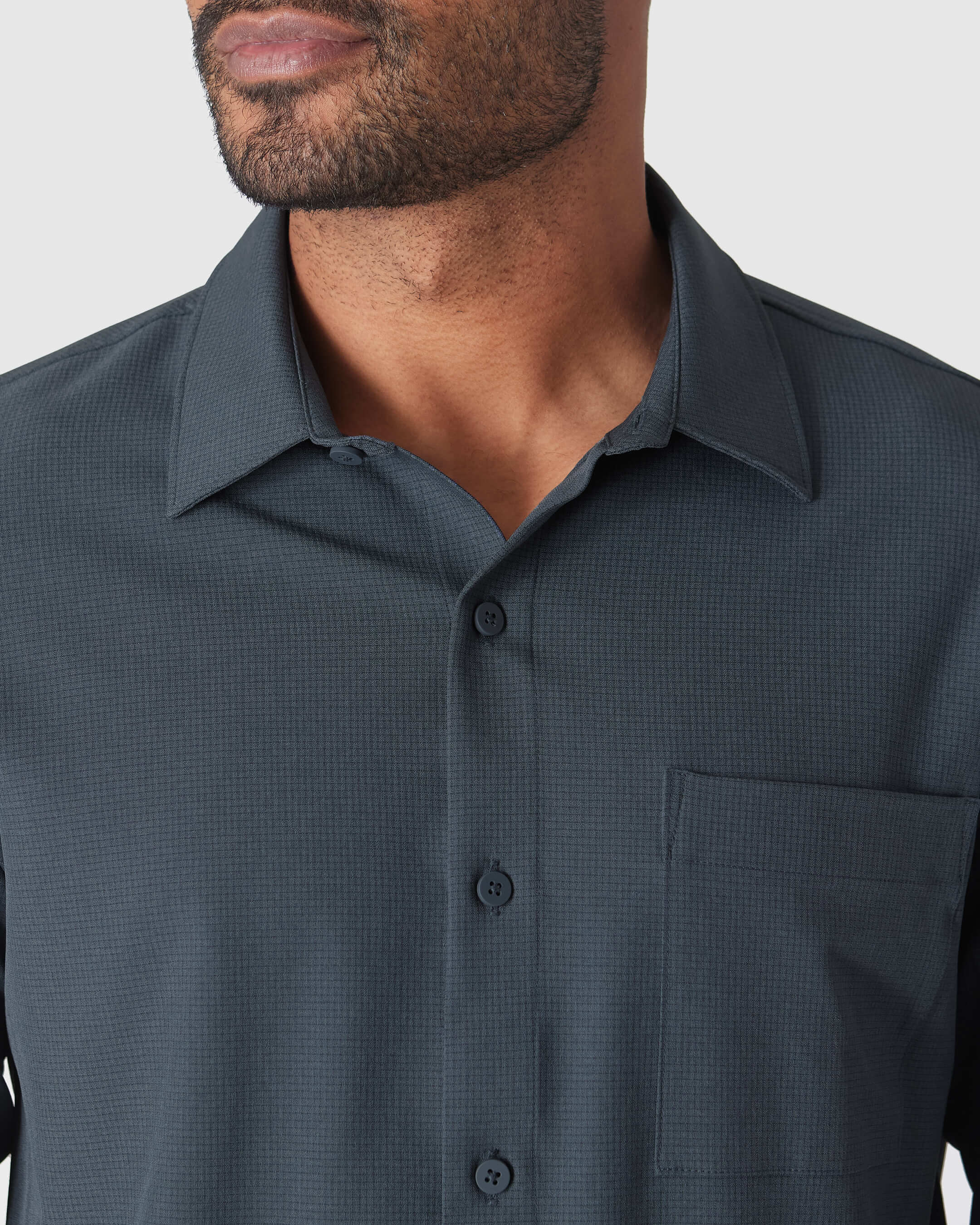 Heather Navy Long Sleeve Ripstop Commuter Shirt - Image 5