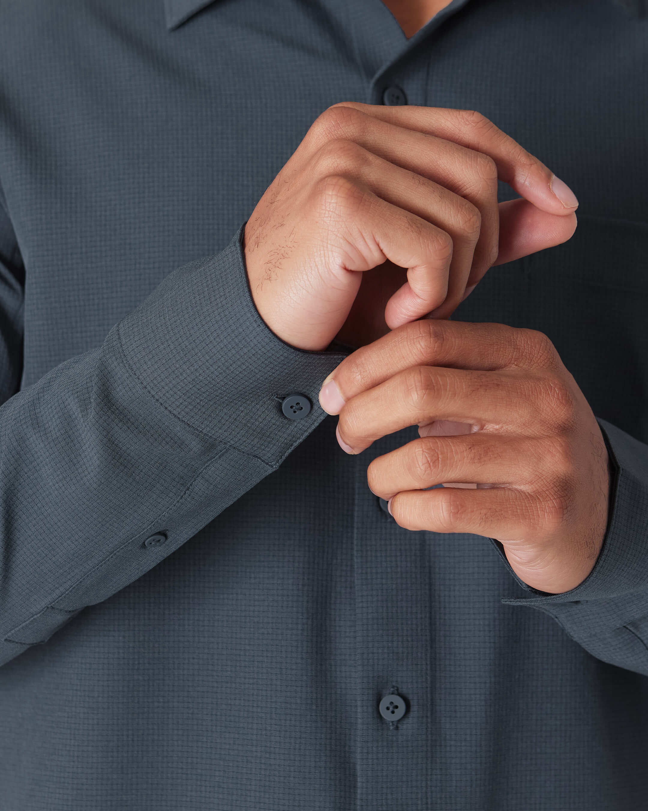 Heather Navy Long Sleeve Ripstop Commuter Shirt - Image 6