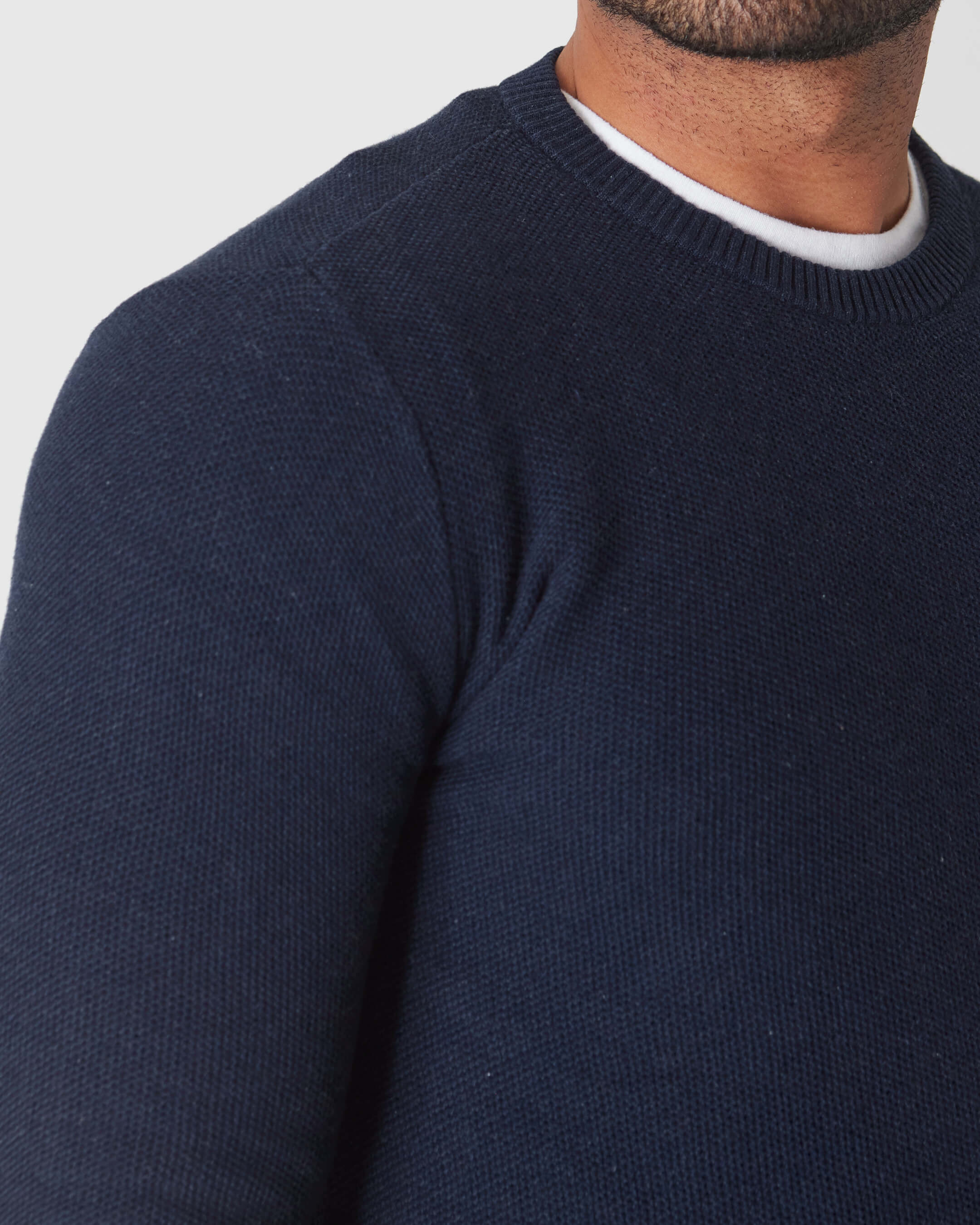Heather Navy Pique Crew Sweater - Image 4