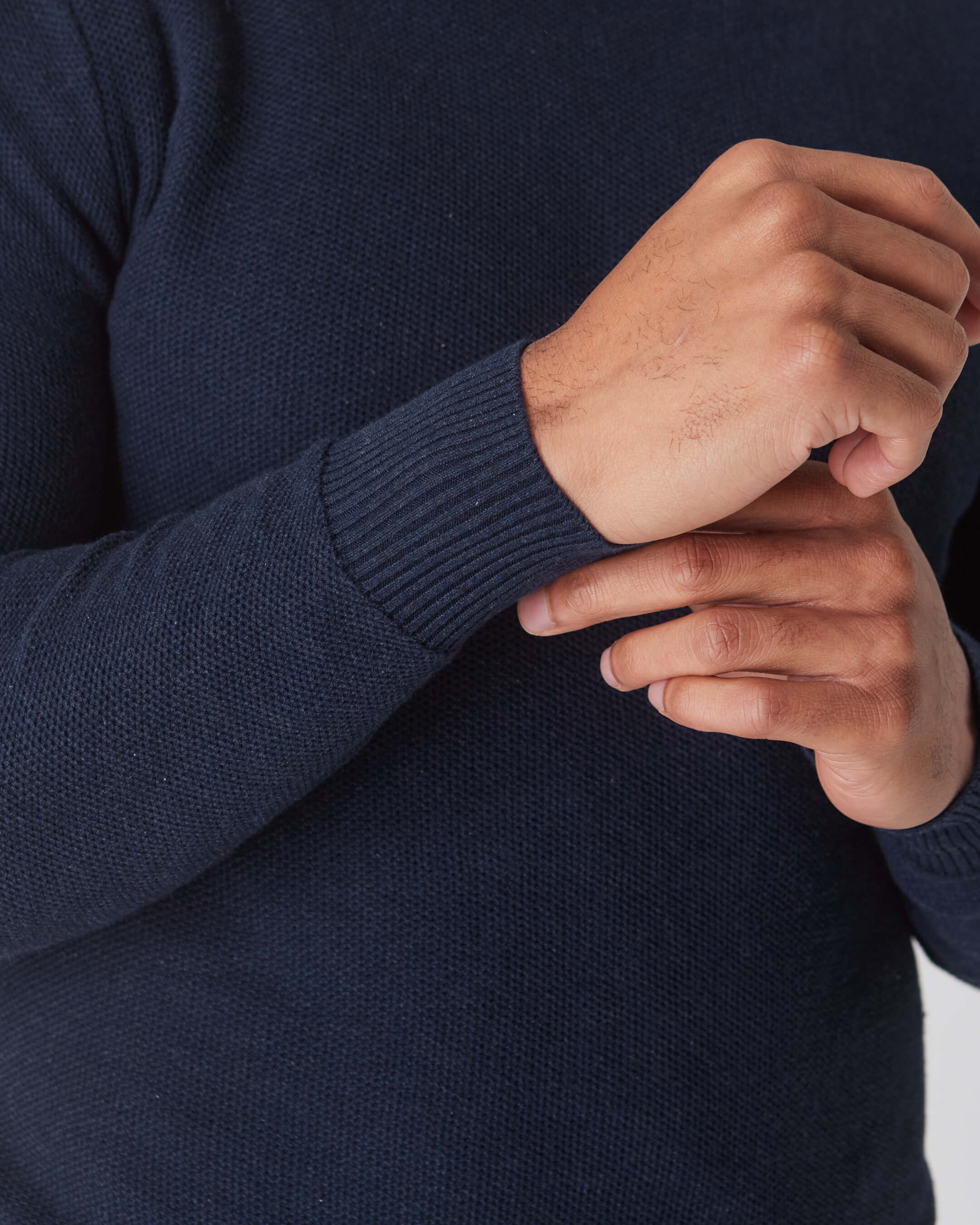 Heather Navy Pique Crew Sweater - Image 6