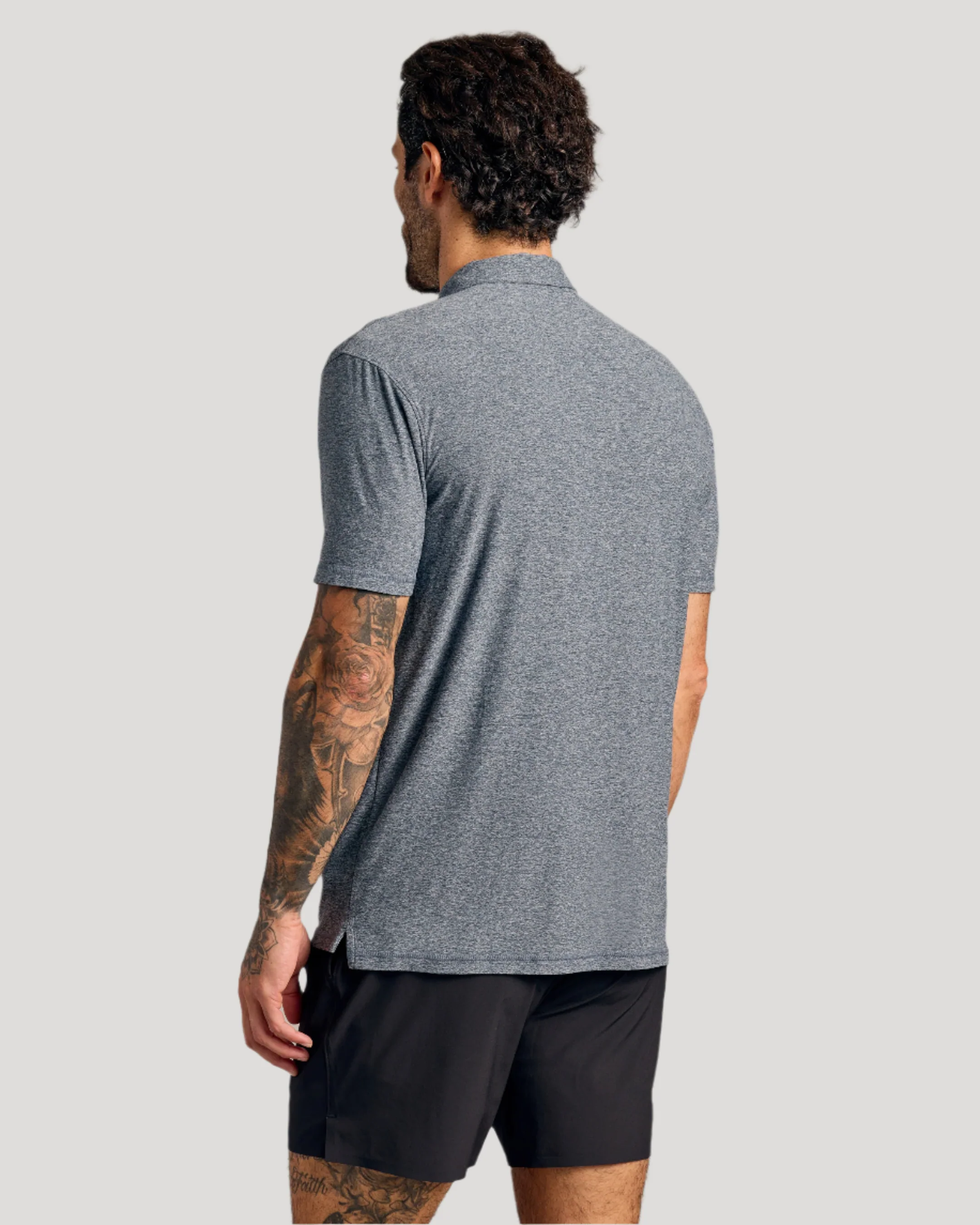 Heather Navy Short Sleeve Active Polo - Image 3