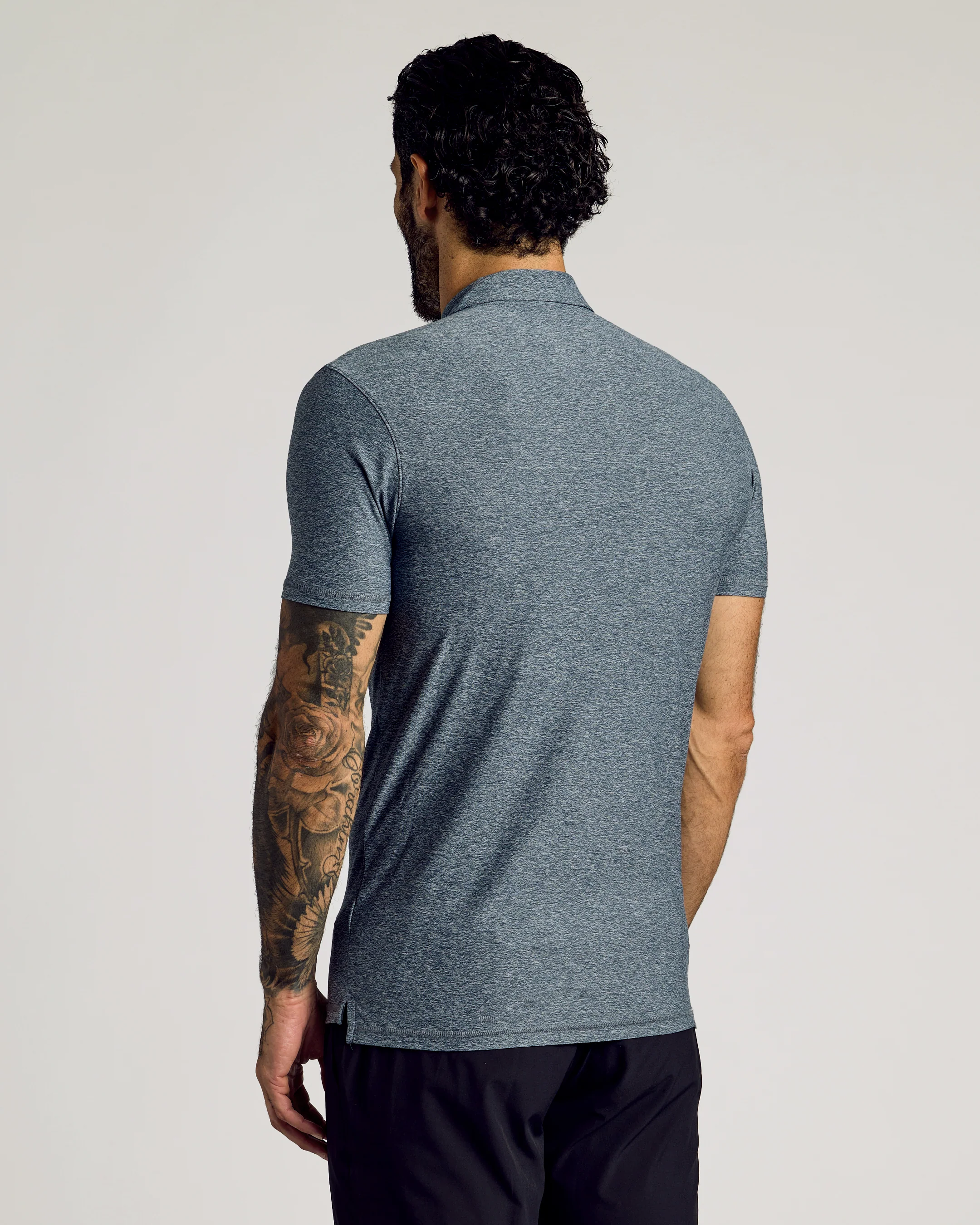 Heather Navy Short Sleeve Tall Active Polo - Image 3