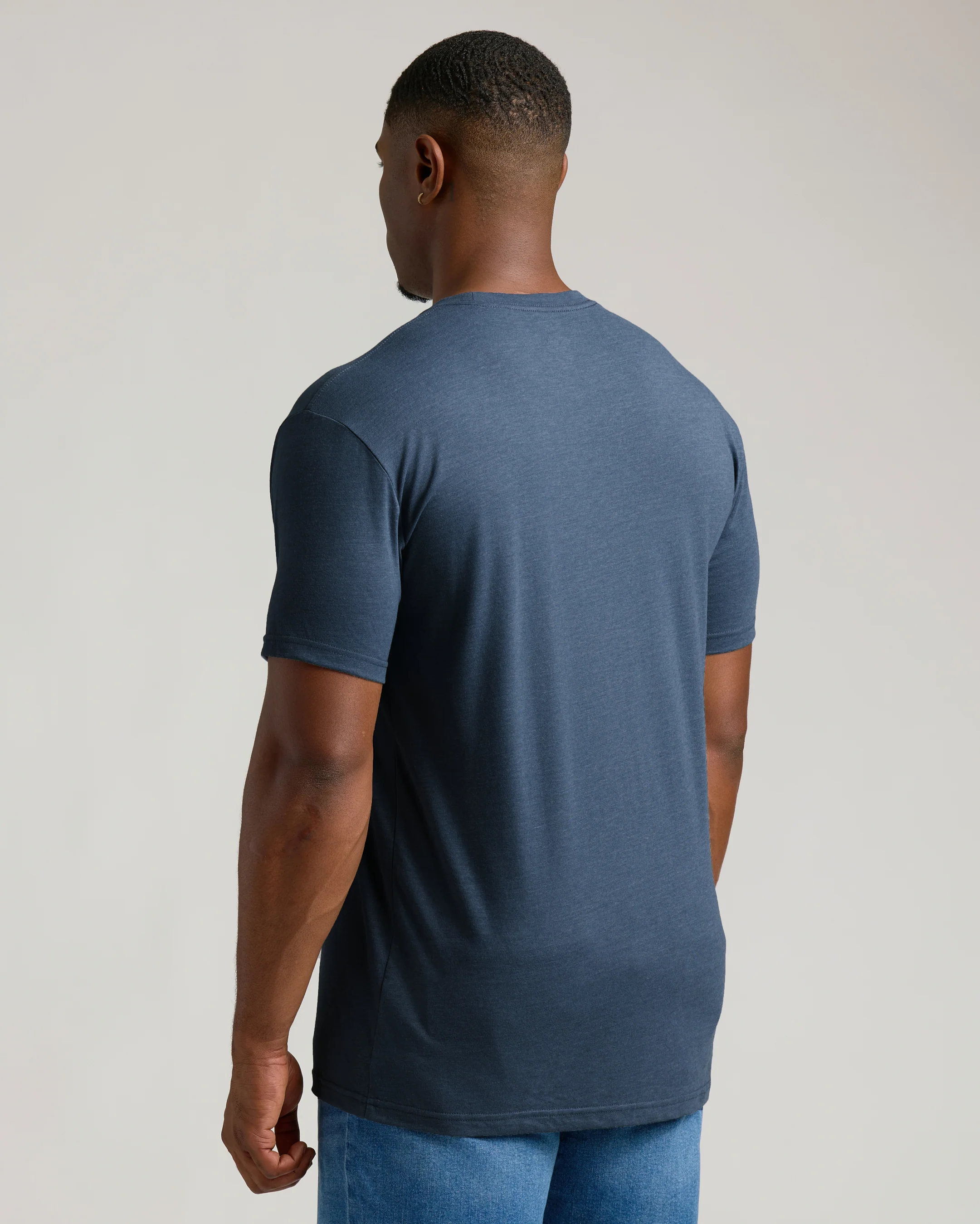 Heather Navy Tall Straight Hem Crew Neck T-Shirt - Image 3