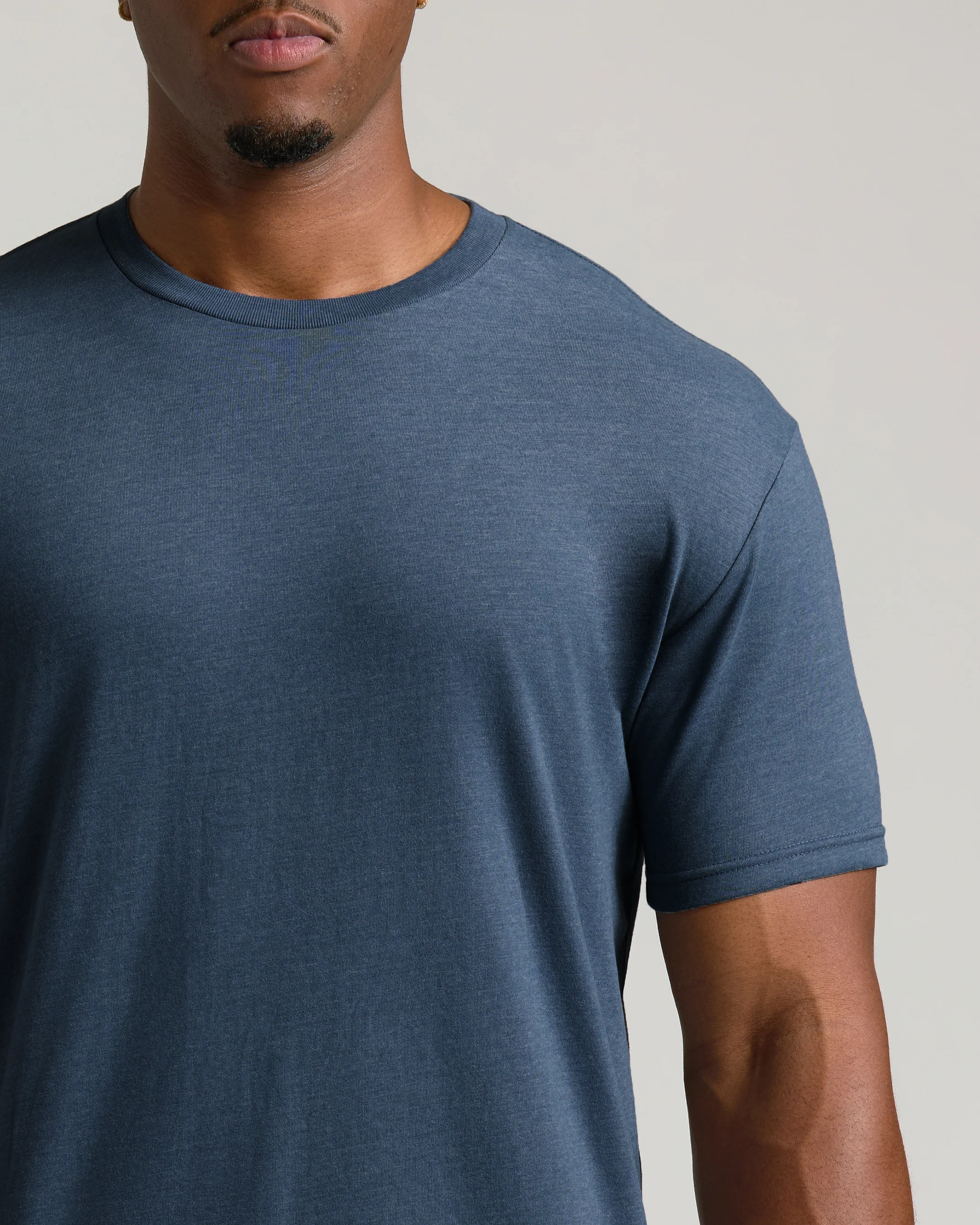 Heather Navy Tall Straight Hem Crew Neck T-Shirt - Image 4