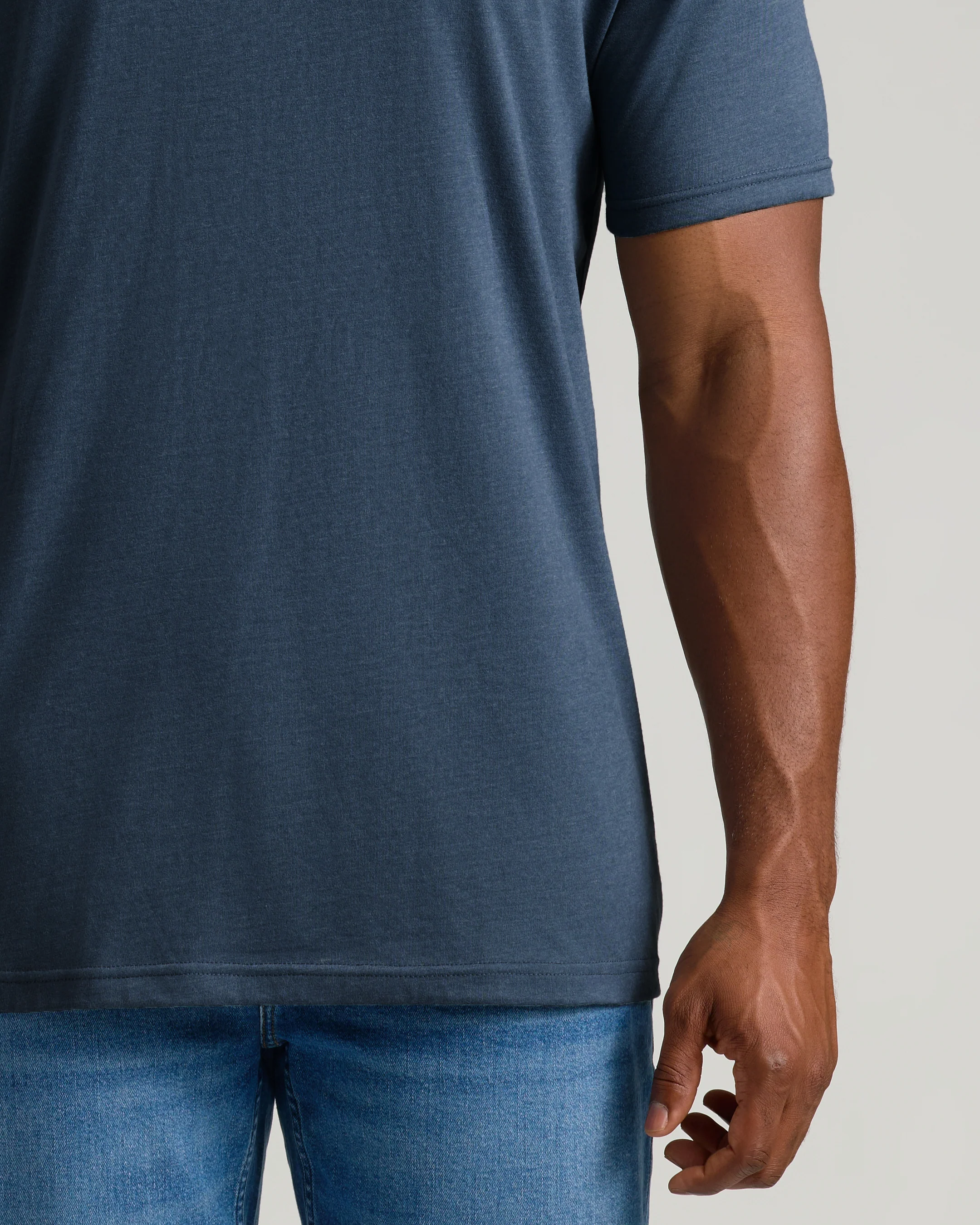 Heather Navy Tall Straight Hem Crew Neck T-Shirt - Image 5