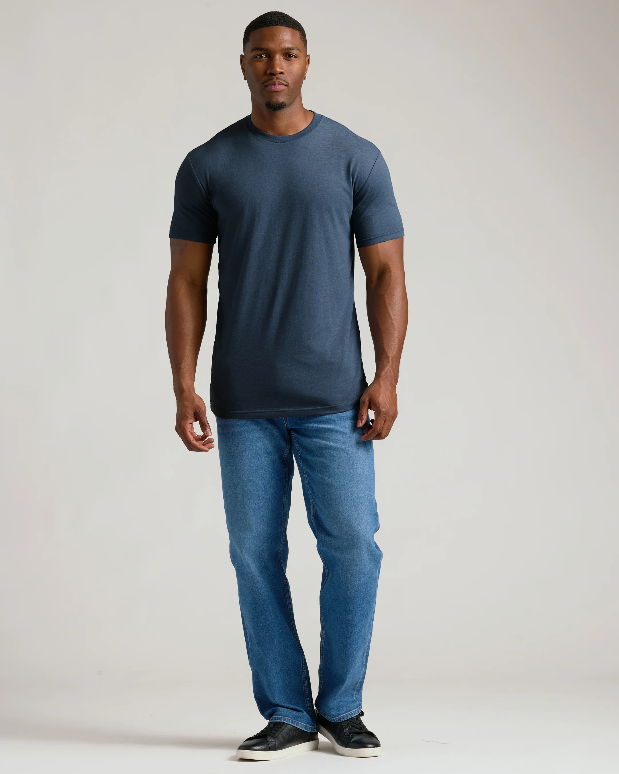 Heather Navy Tall Straight Hem Crew Neck T-Shirt - Image 8