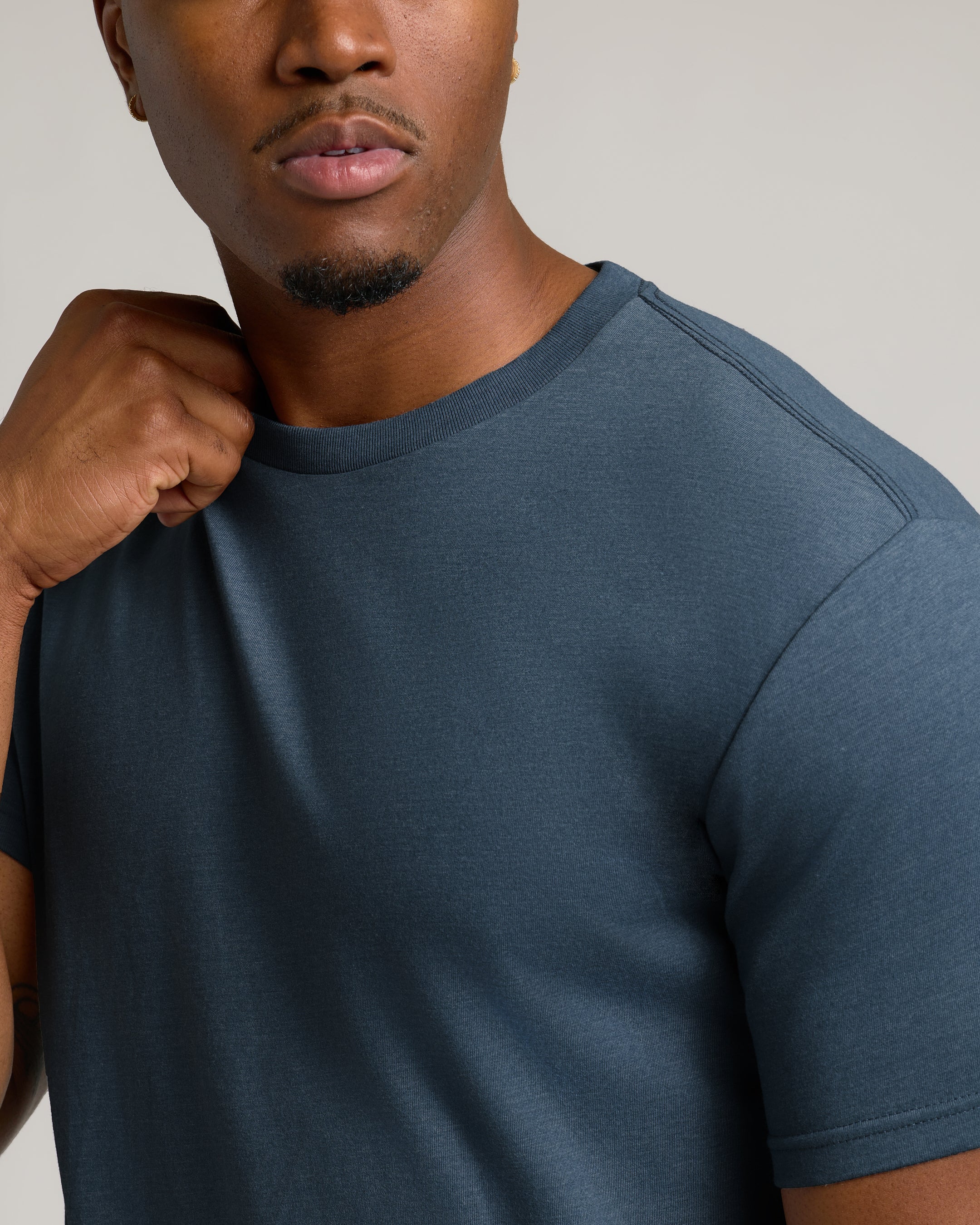 Heather Navy Tall Straight Hem Crew Neck T-Shirt - Image 9
