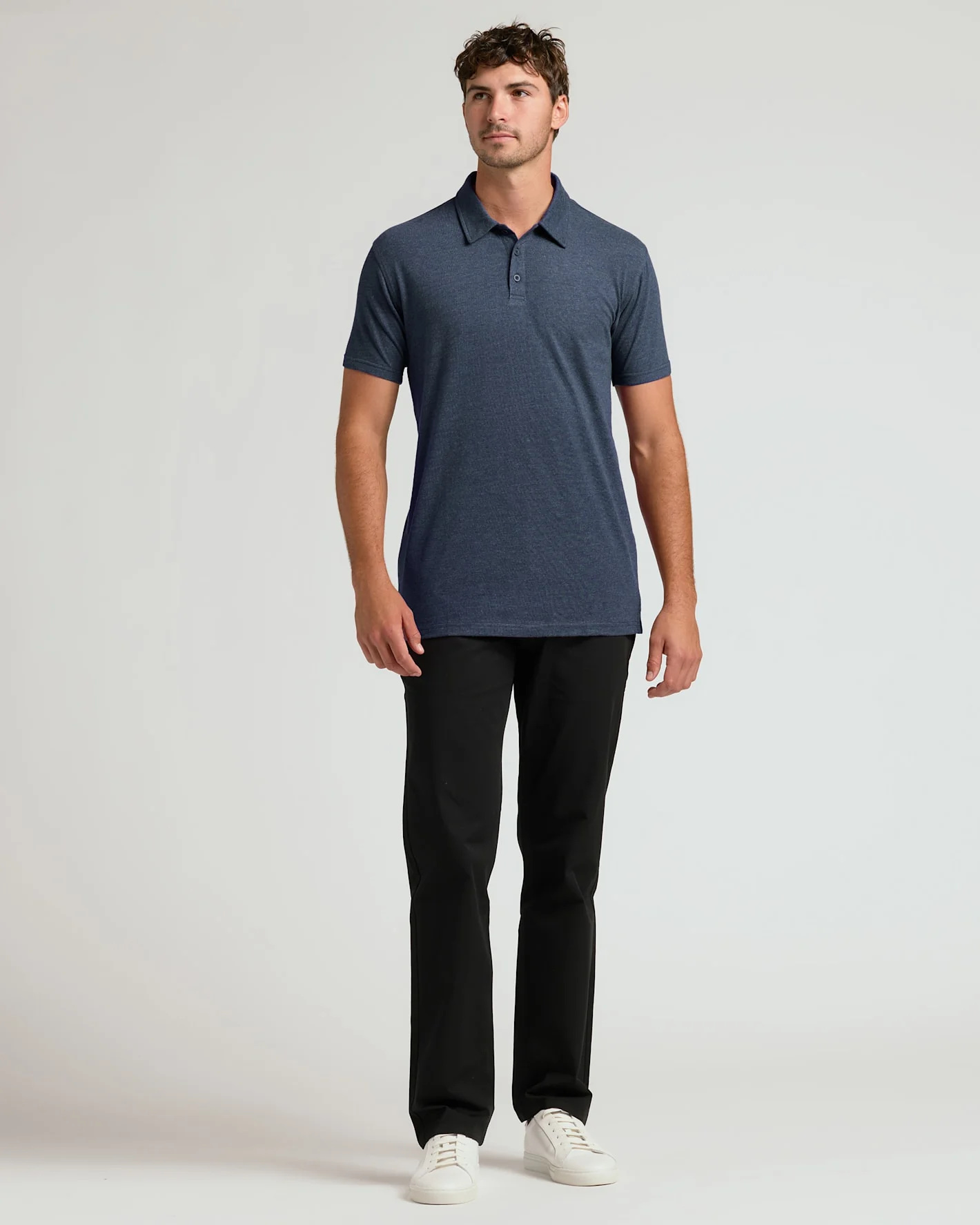 Heather Navy Short Sleeve Tall Polo - Image 3