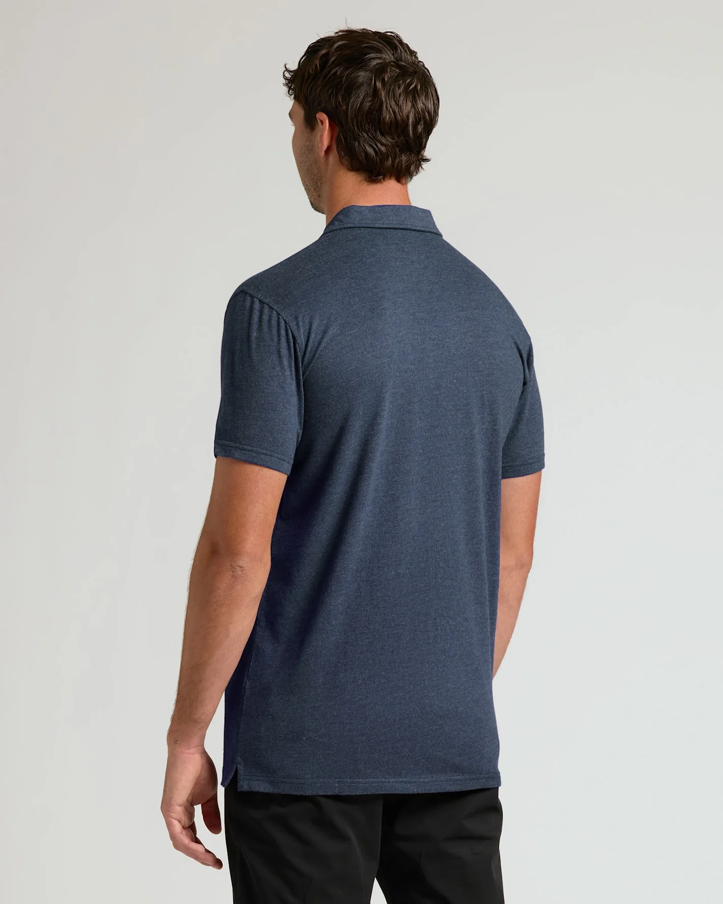 Heather Navy Short Sleeve Tall Polo - Image 4