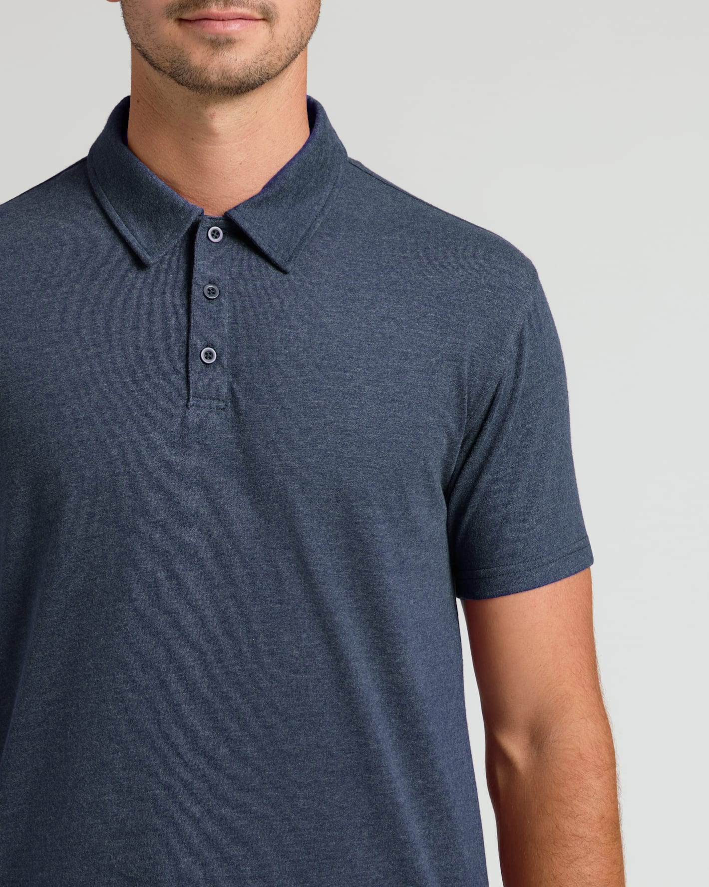 Heather Navy Short Sleeve Tall Polo - Image 5