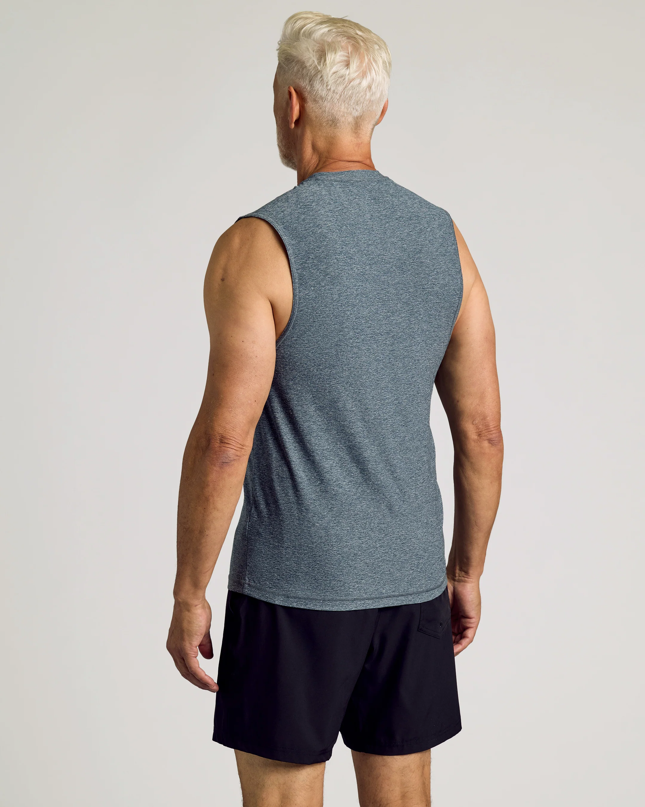 Heather Navy Sleeveless Active Muscle Tee - Image 3