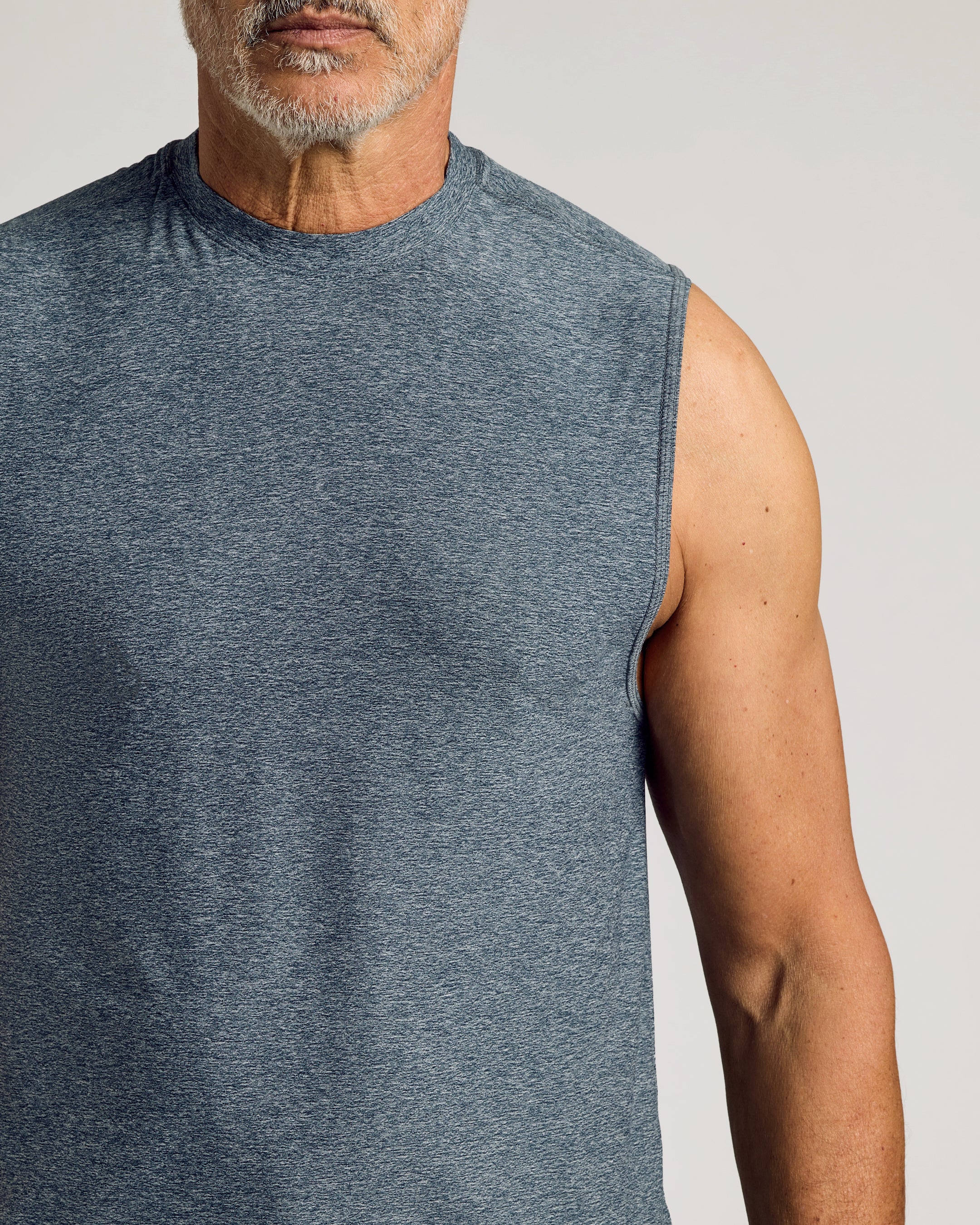 Heather Navy Sleeveless Active Muscle Tee - Image 4
