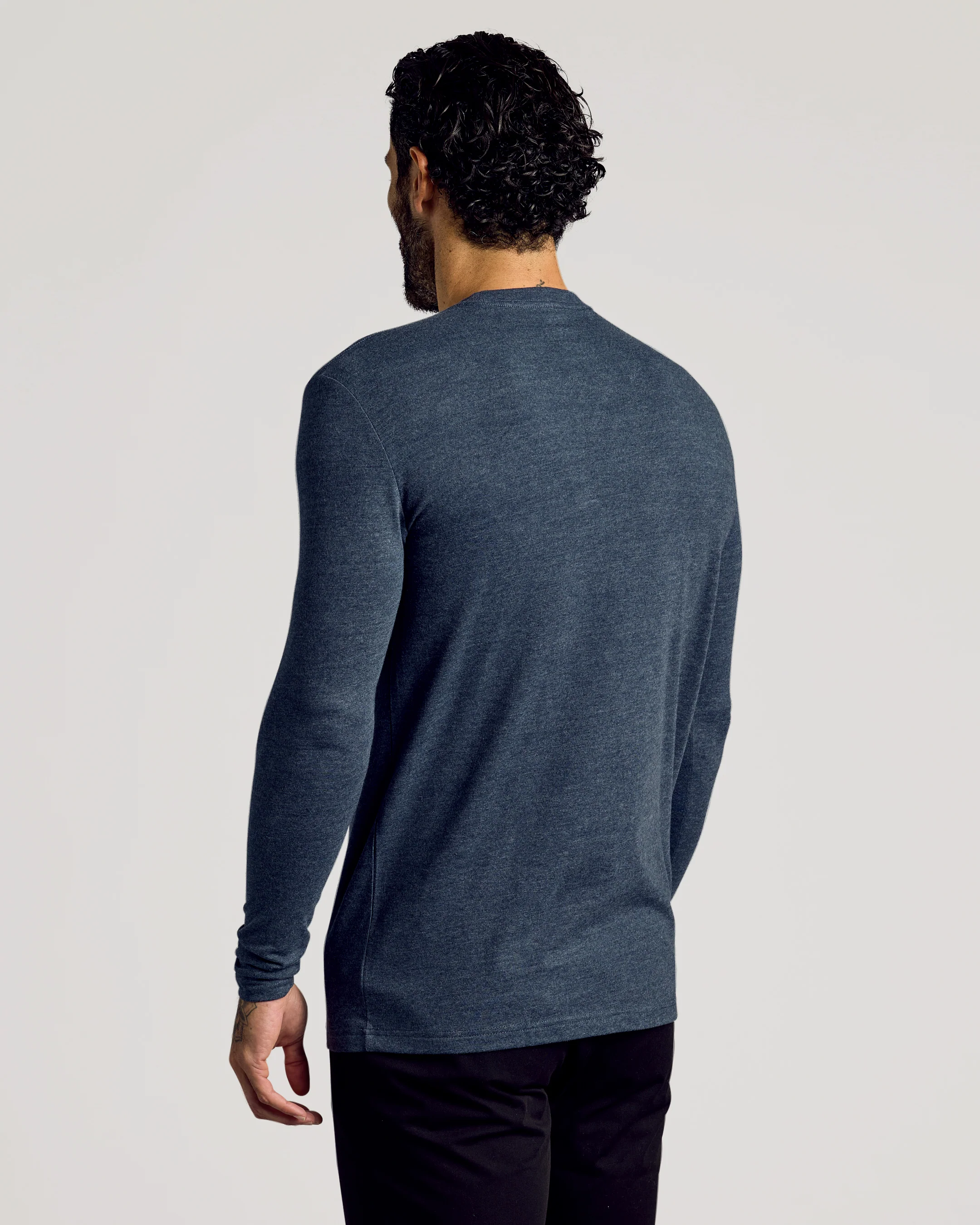 Heather Navy Tall Long Sleeve T-Shirt - Image 3