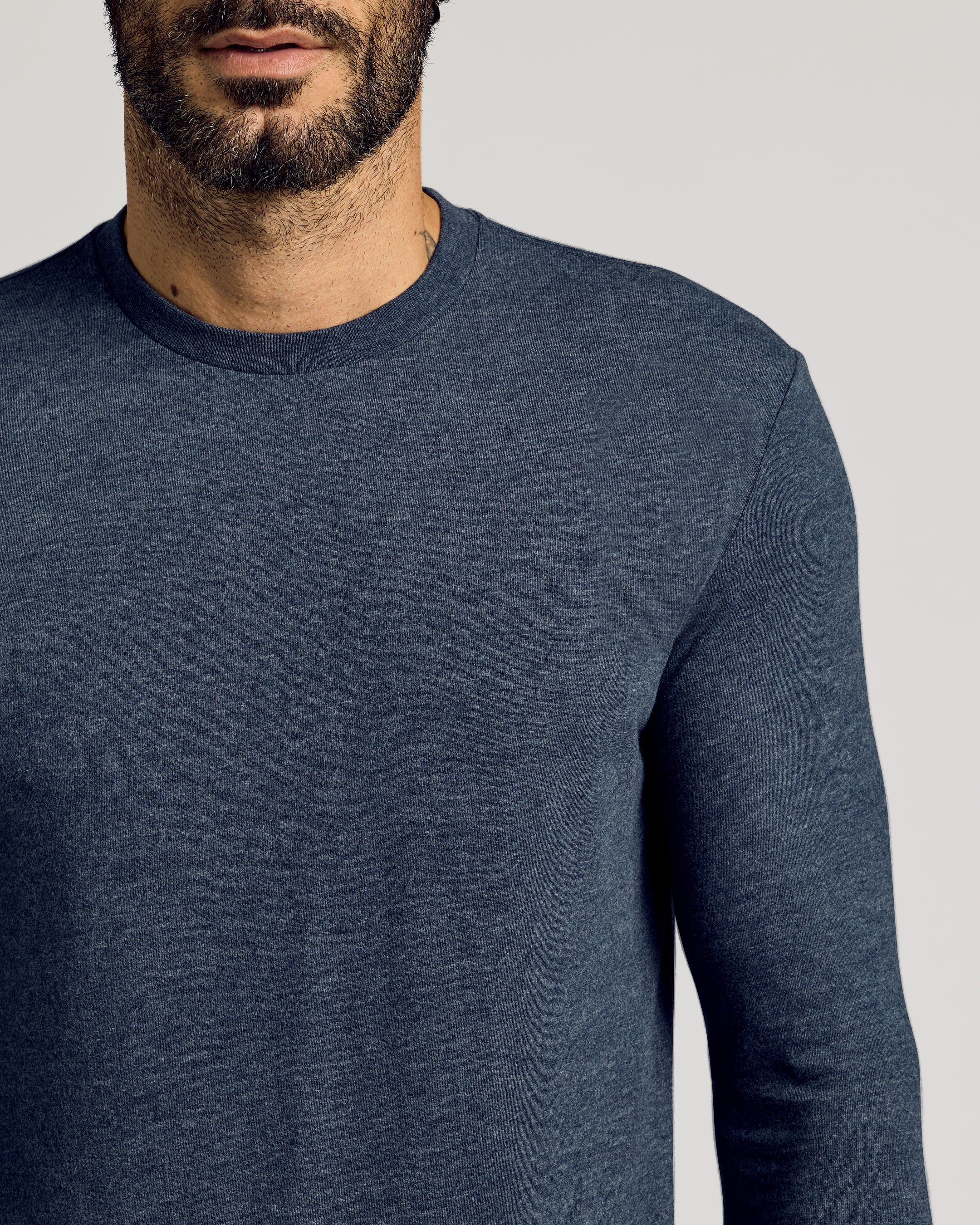 Heather Navy Tall Long Sleeve T-Shirt - Image 4