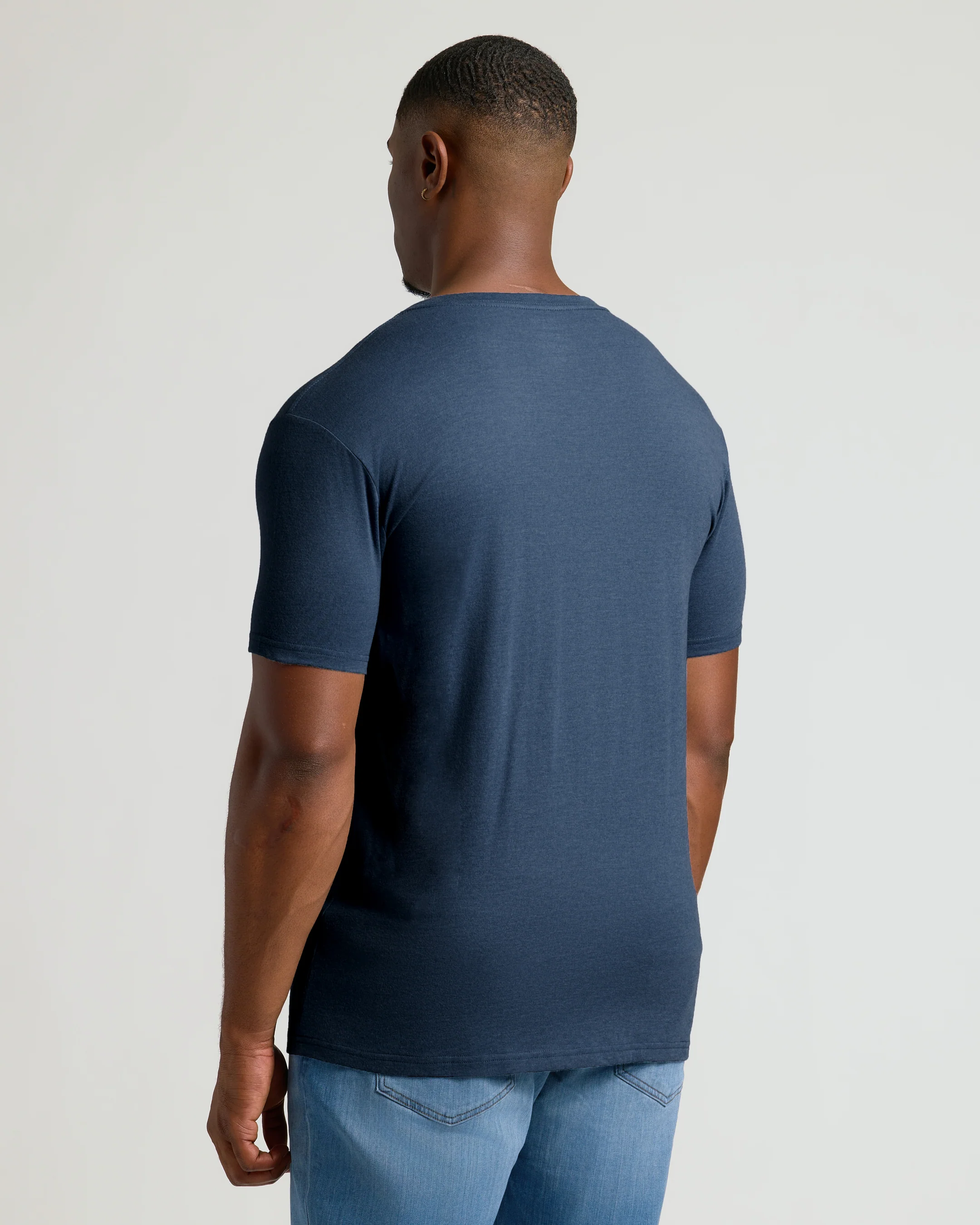 Heather Navy Tall Short Sleeve Classic V-Neck - Image 4