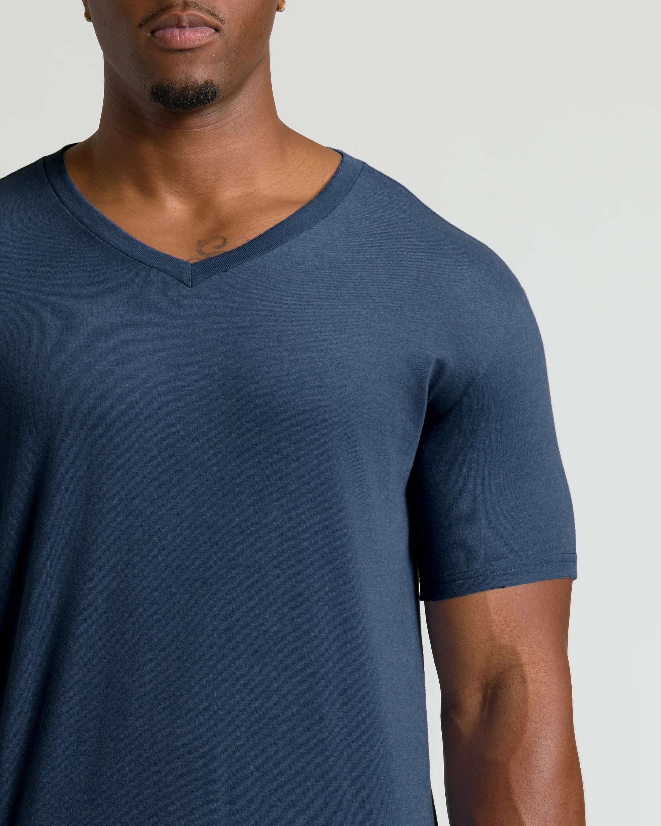 Heather Navy Tall Short Sleeve Classic V-Neck - Image 5